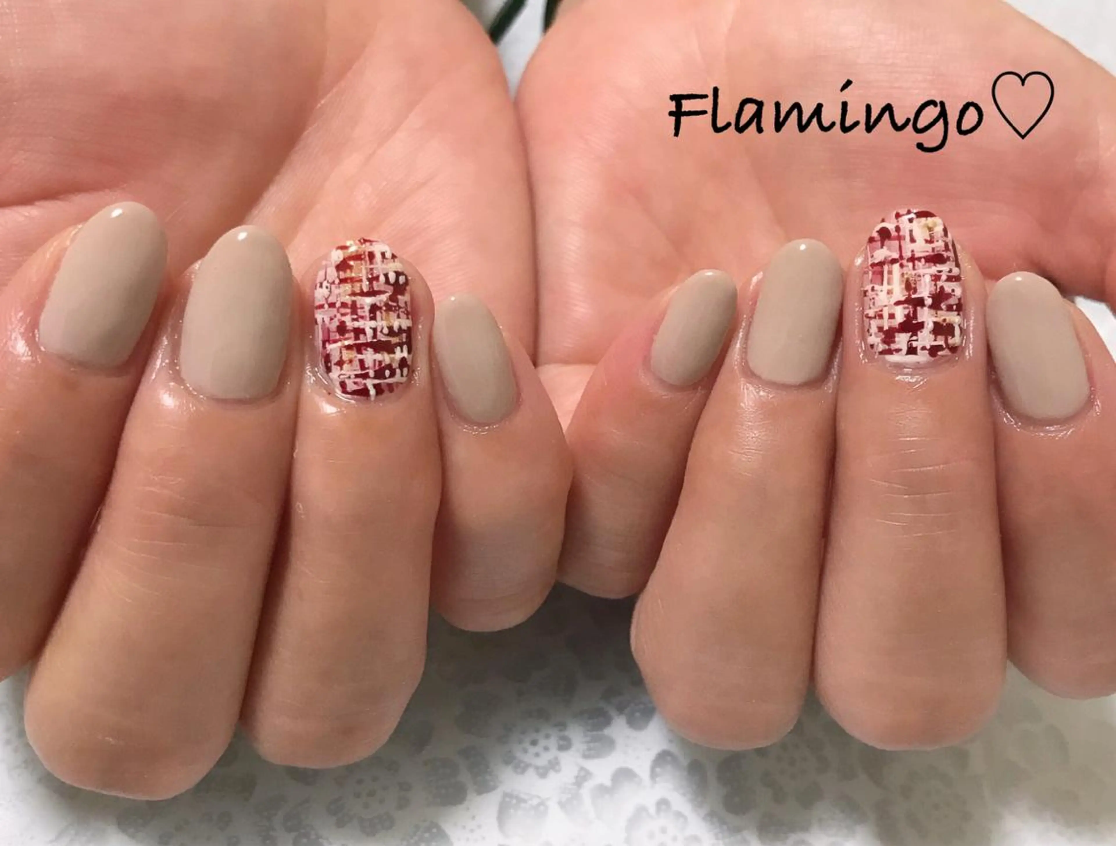 ネイル ツイードネイル 冬ネイル ハンドネイル 40代からの爪を守る ×ケア重視サロン♡のネイルデザイン