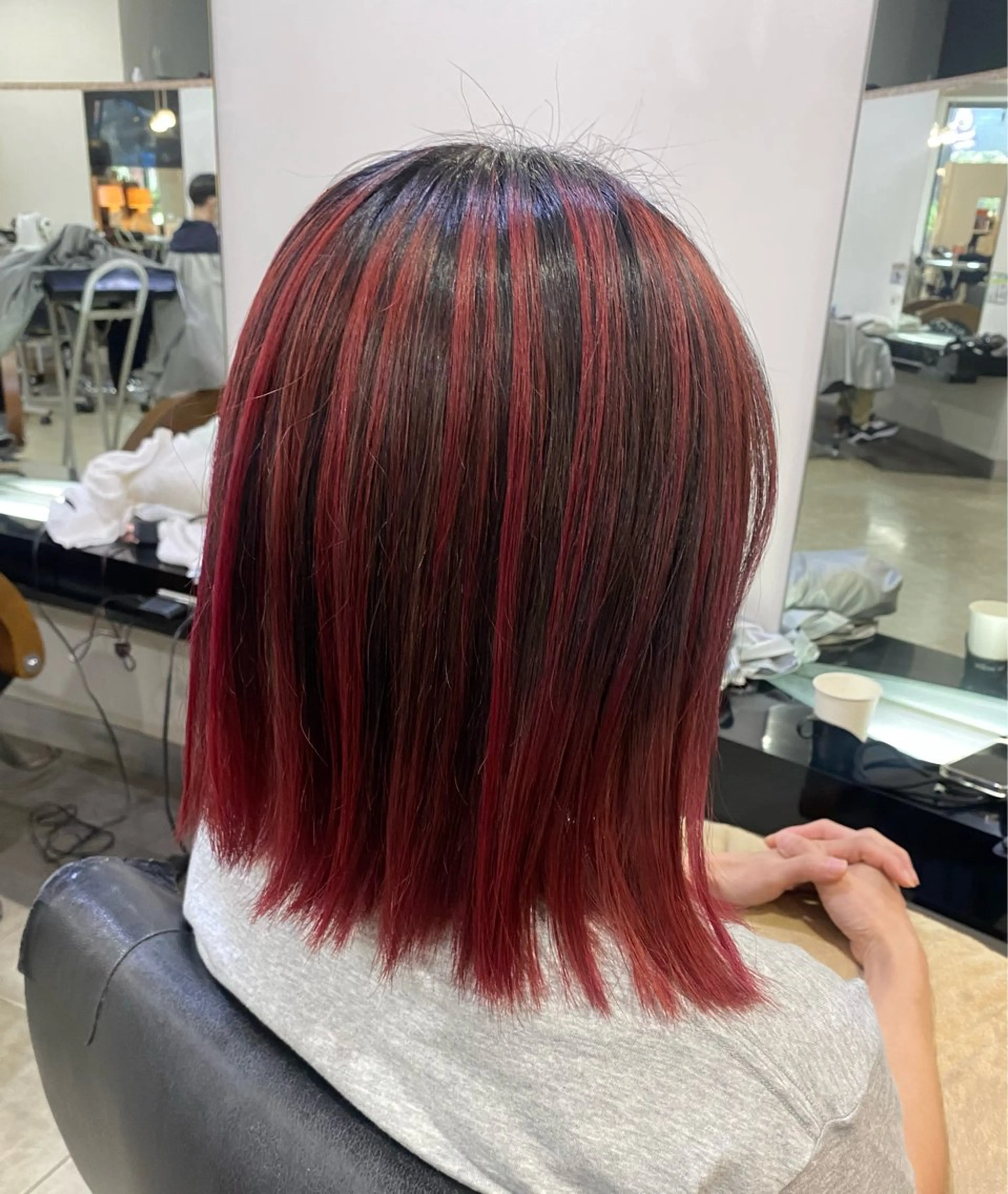 ミディアム カラー ヘアアレンジ レッドカラー DISCOHAIRsanc（ルジャルダン町田）所属・烏山 達也のヘアスタイル