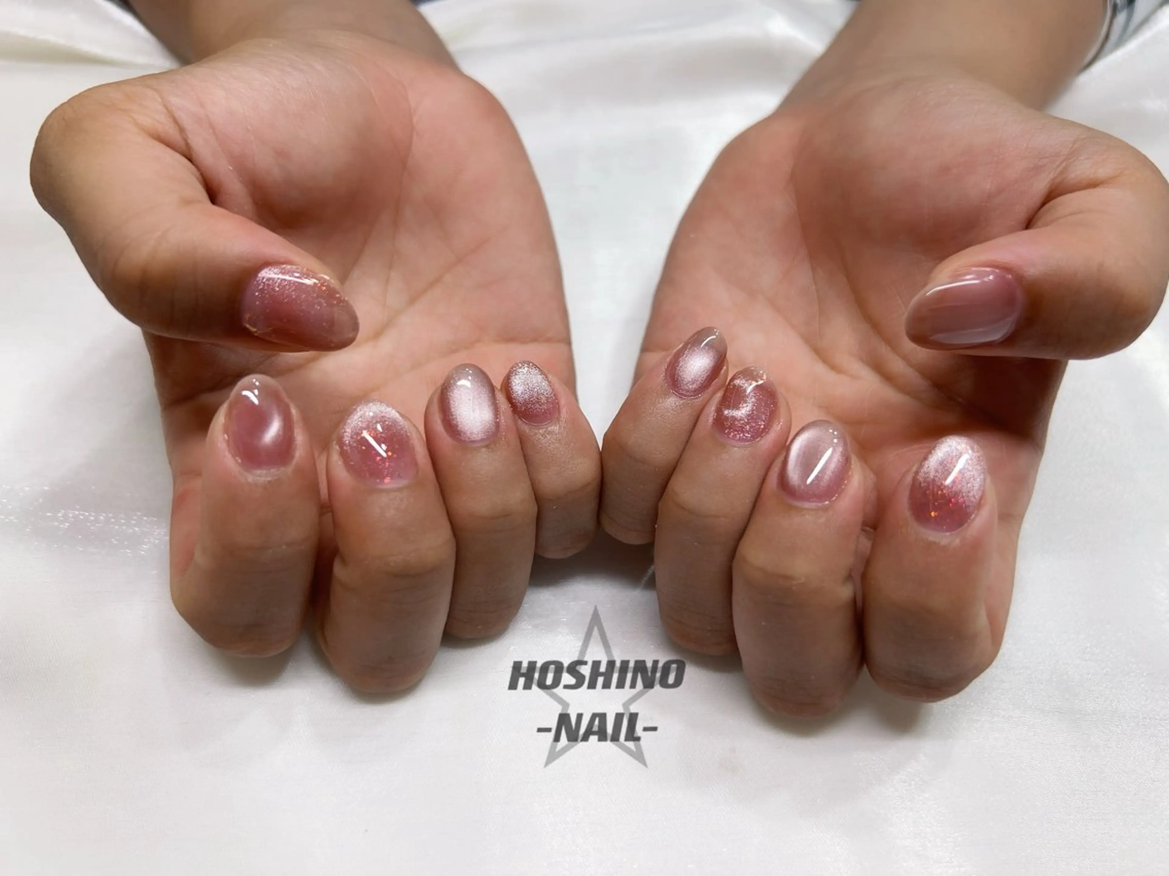 ネイル キラキラネイル マグネットネイル オフィスネイル ワンカラーネイル ピンク ハンドネイル ★HOSHINO NAIL★ナナミのネイルデザイン