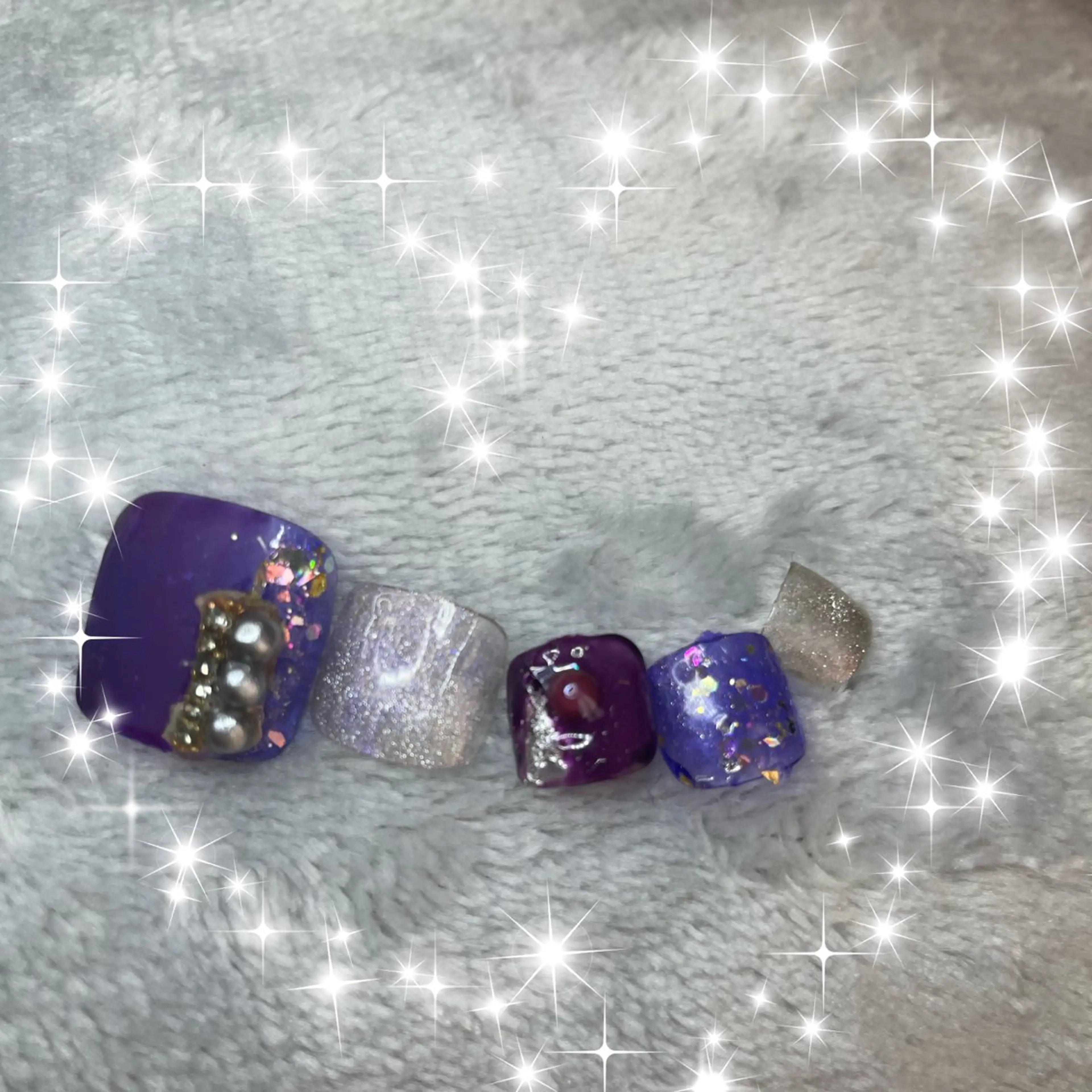 ネイル フットネイル 大理石ネイル(マーブル) パープル NAIL★M 真紀のネイルデザイン