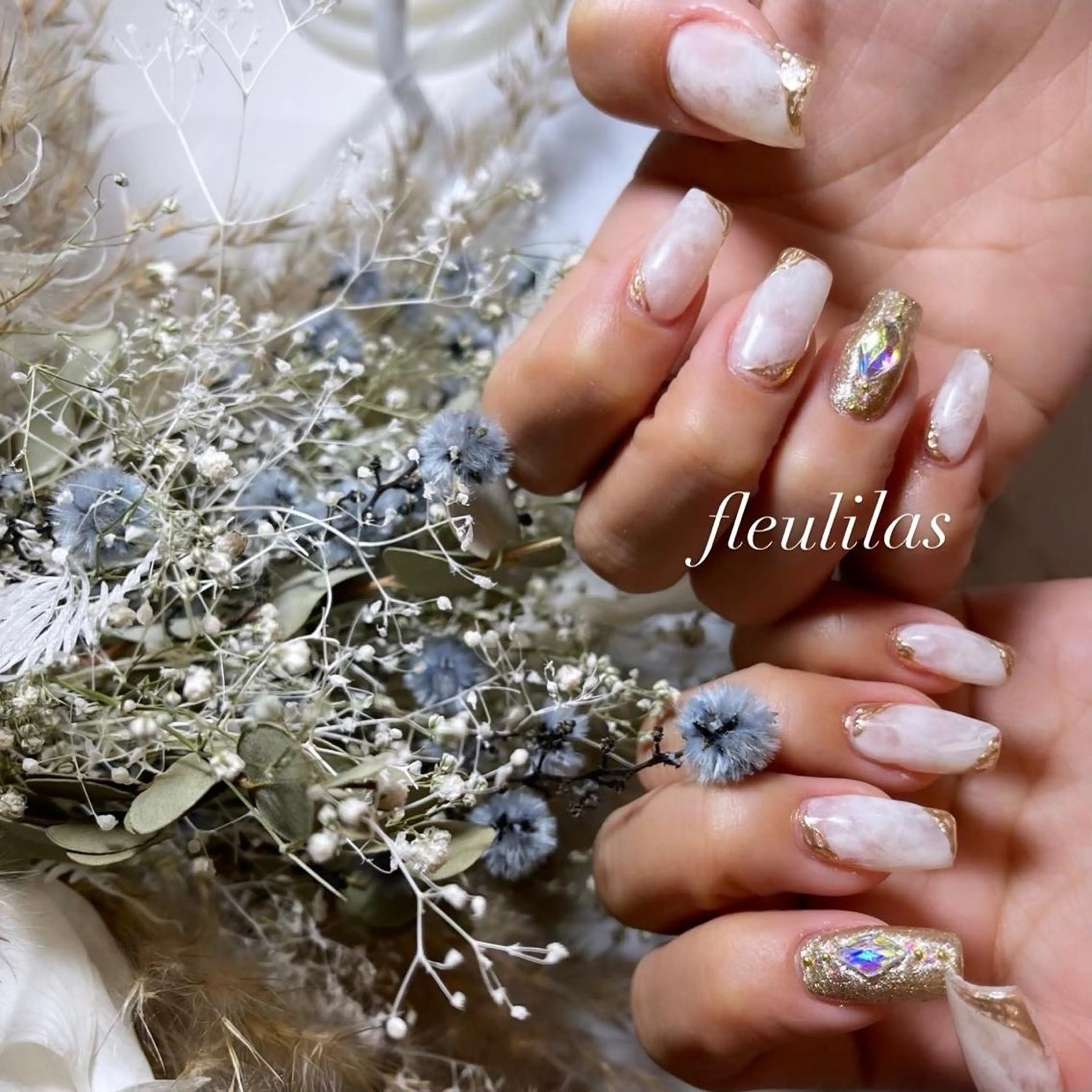 ネイル 大理石ネイル(マーブル) ミラーネイル fleulilas 松葉のその他イメージ