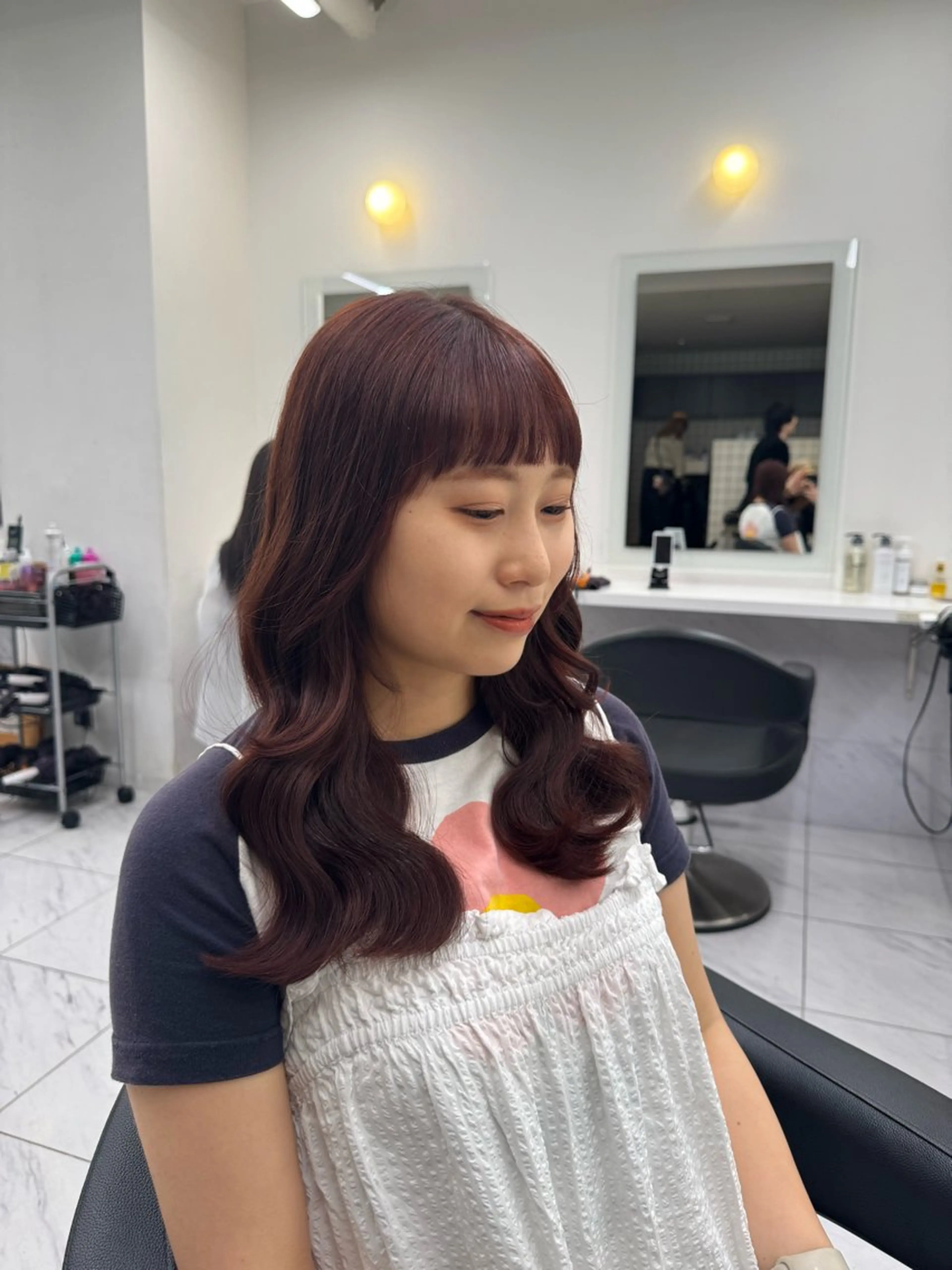ロング カラー パーマ ヘアアレンジ メンズ キッズ 🍒暖色系 カラー🍒MEIのヘアスタイル