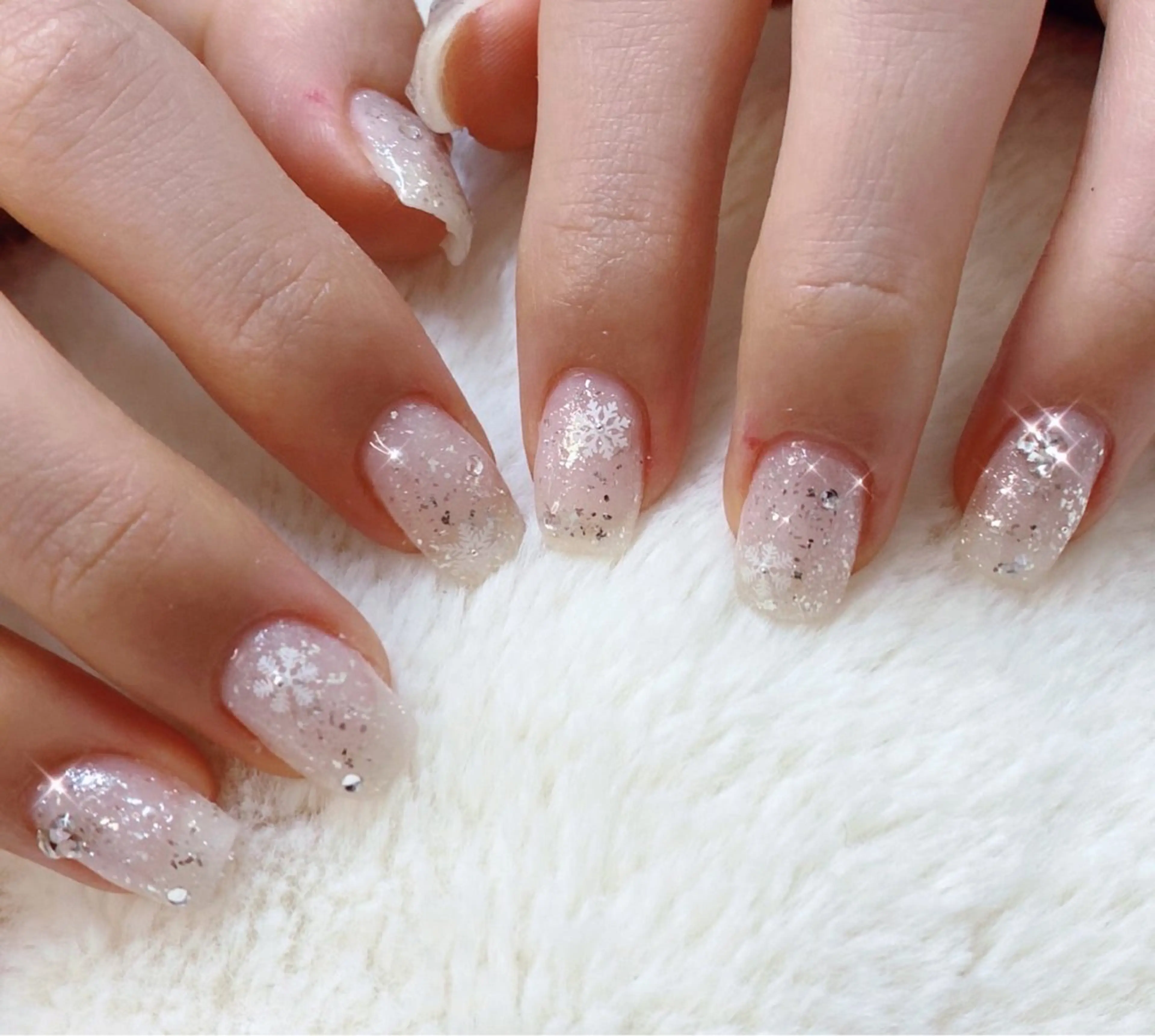 ネイル 成人式 フレンチネイル ジェルネイル ガラスフレンチ グラデーション 大門浜松町 ネイルのネイルデザイン