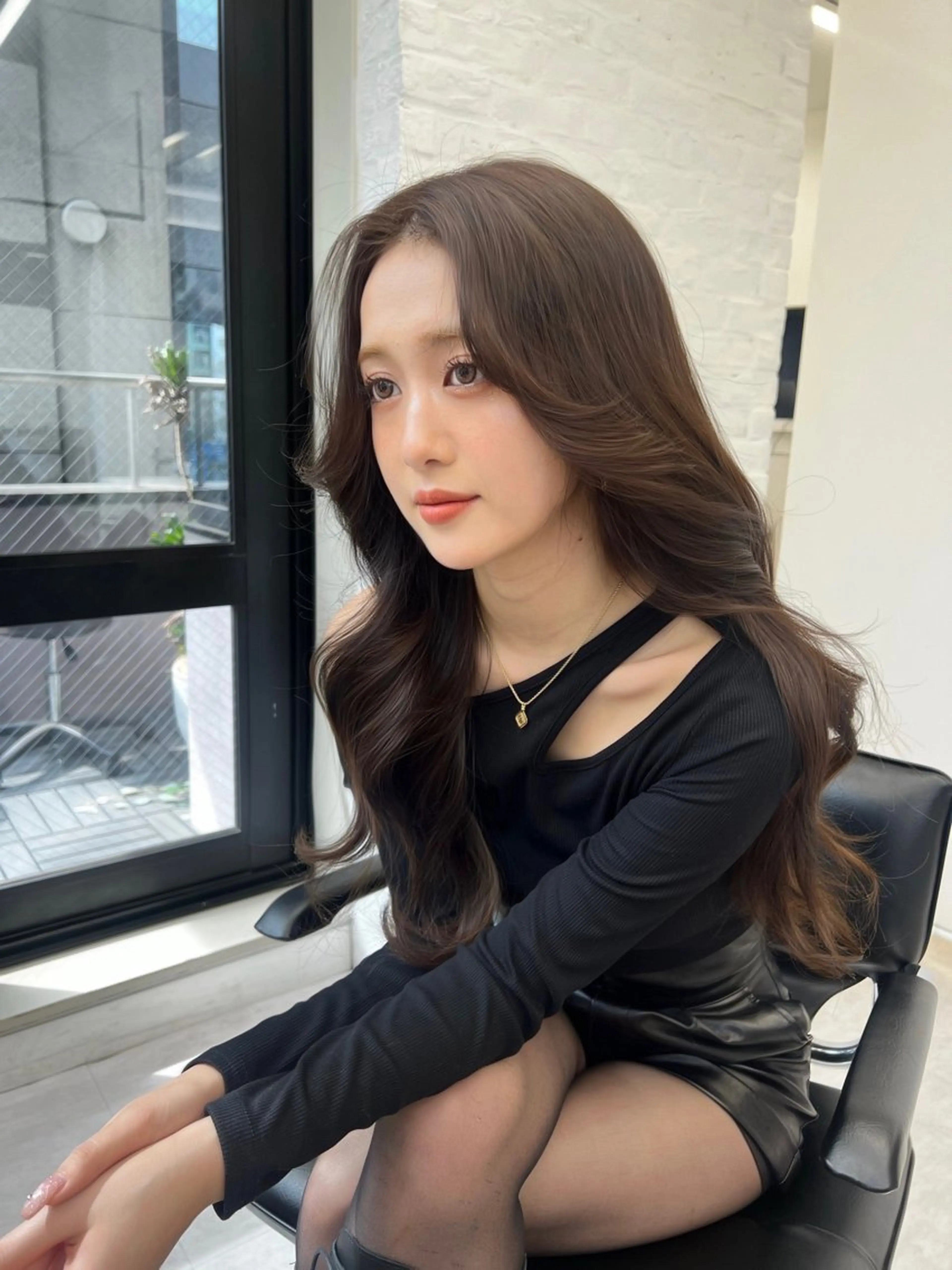 ロング カラー 韓国ヘア♡ 顔まわりカットayaのヘアスタイル
