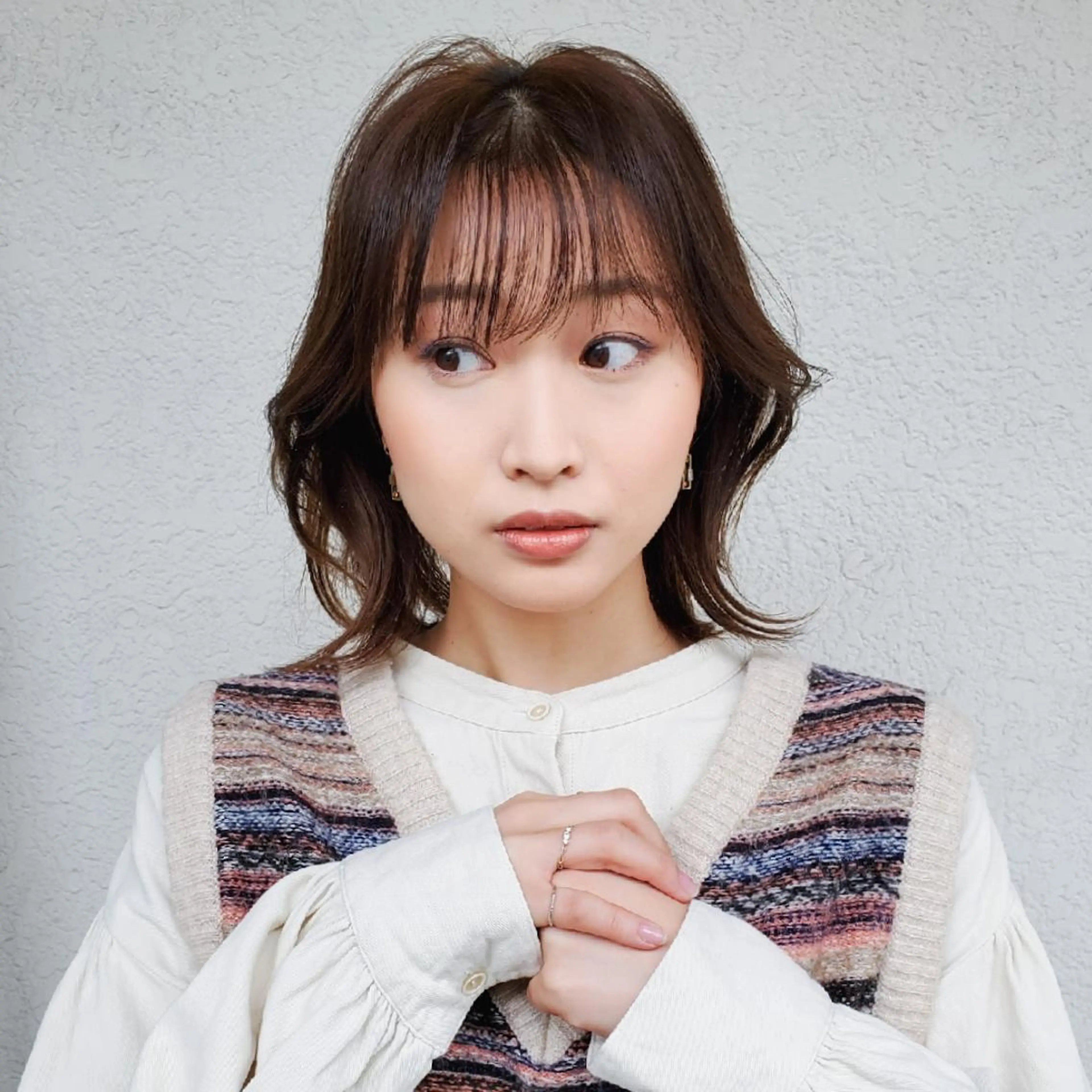 ミディアム カラー 切りっぱなしボブ ショートボブ ミディアムパーマ バレイヤージュ ベージュカラー カット ヘアカラー トリートメント フリーランス所属・韓国ヘア レイヤー くびれヘアMATSUのヘアスタイル