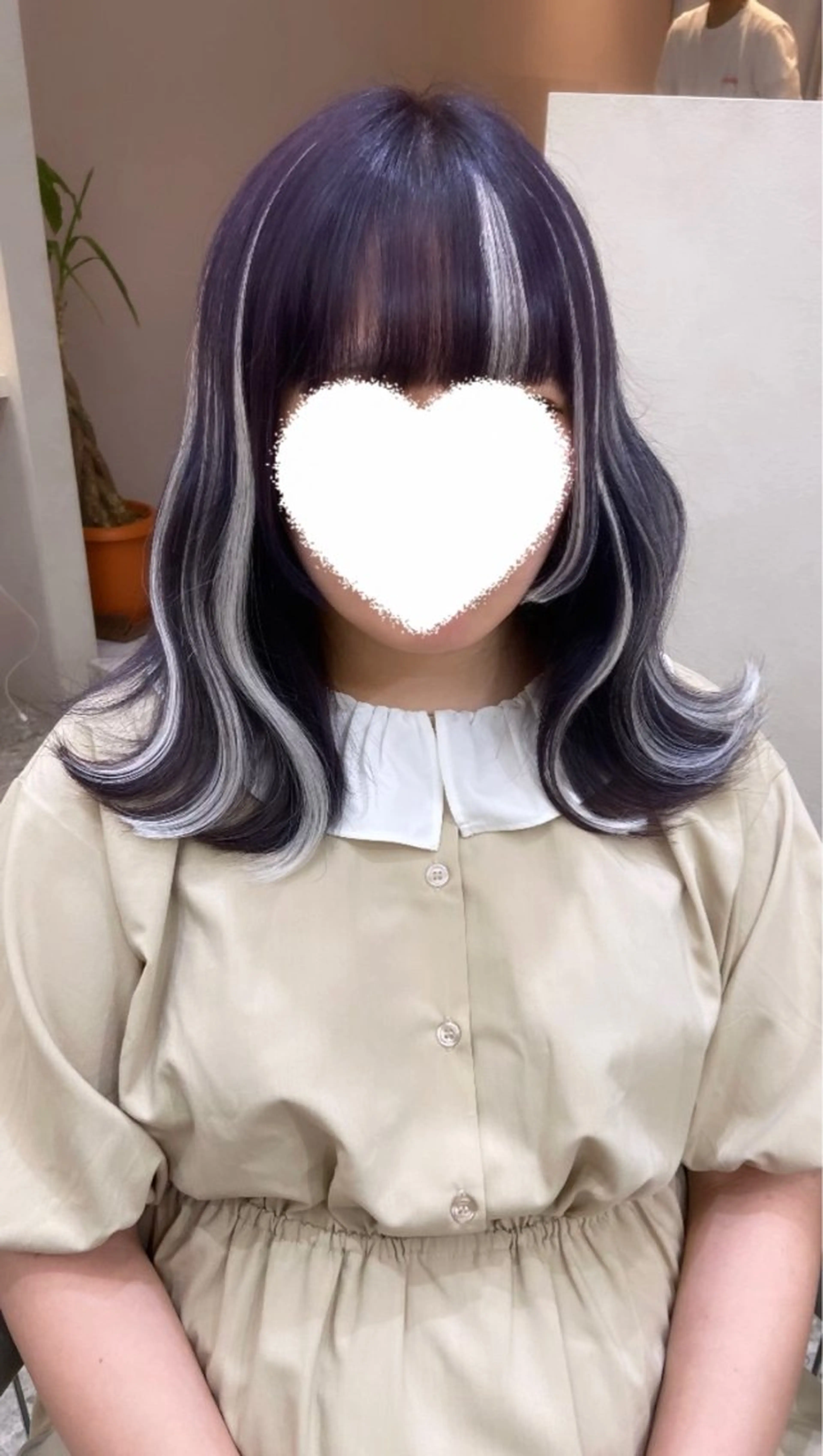 セミロング カラー シールエクステ ブリーチ ケアブリーチ ダブルカラー ラベンダーカラー カット ヘアカラー トリートメント 新宿/韓国ヘア 中明度カラー/かやのヘアスタイル