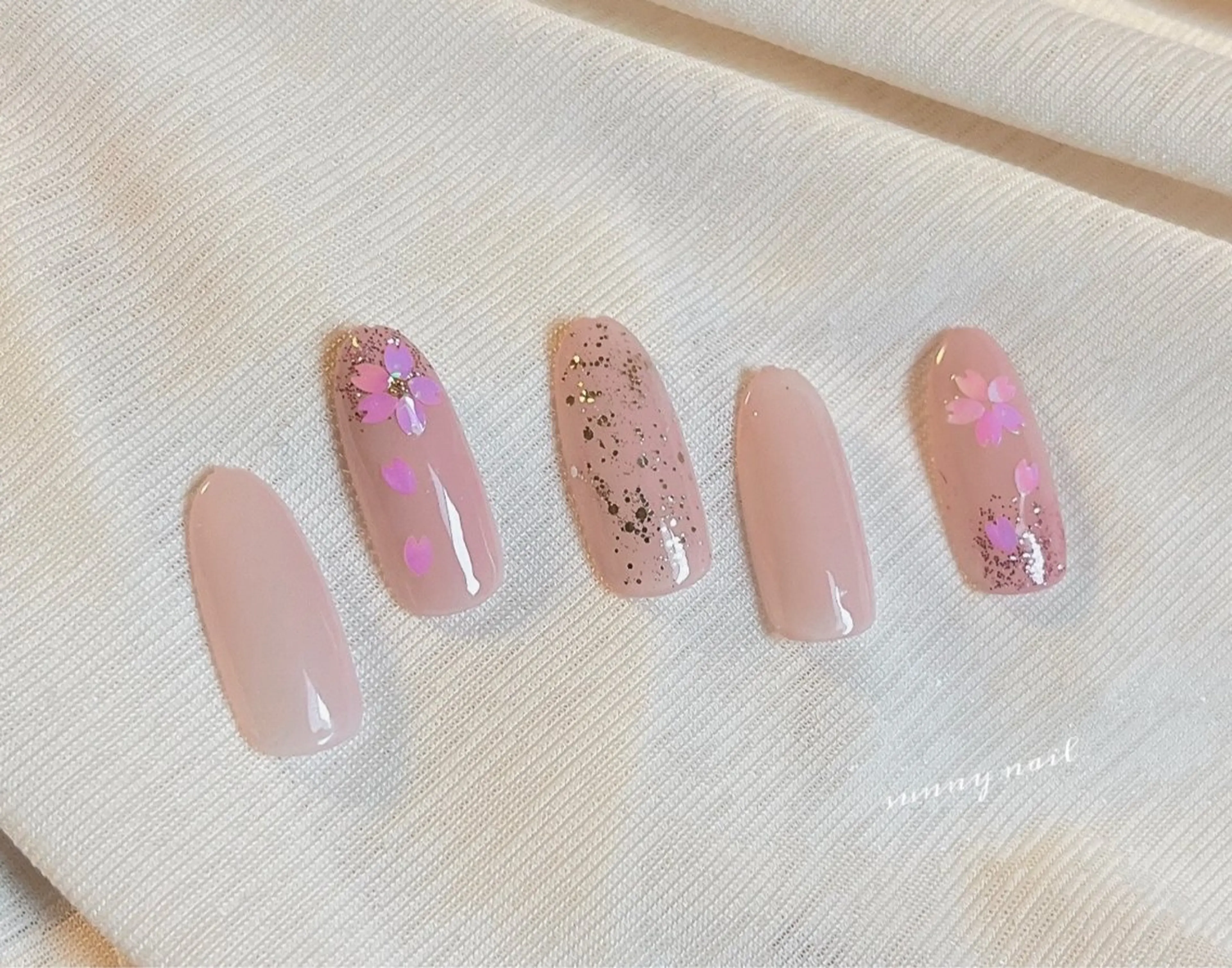 ネイル 桜ネイル ジェルネイル パラジェル 春ネイル sunny nailのネイルデザイン