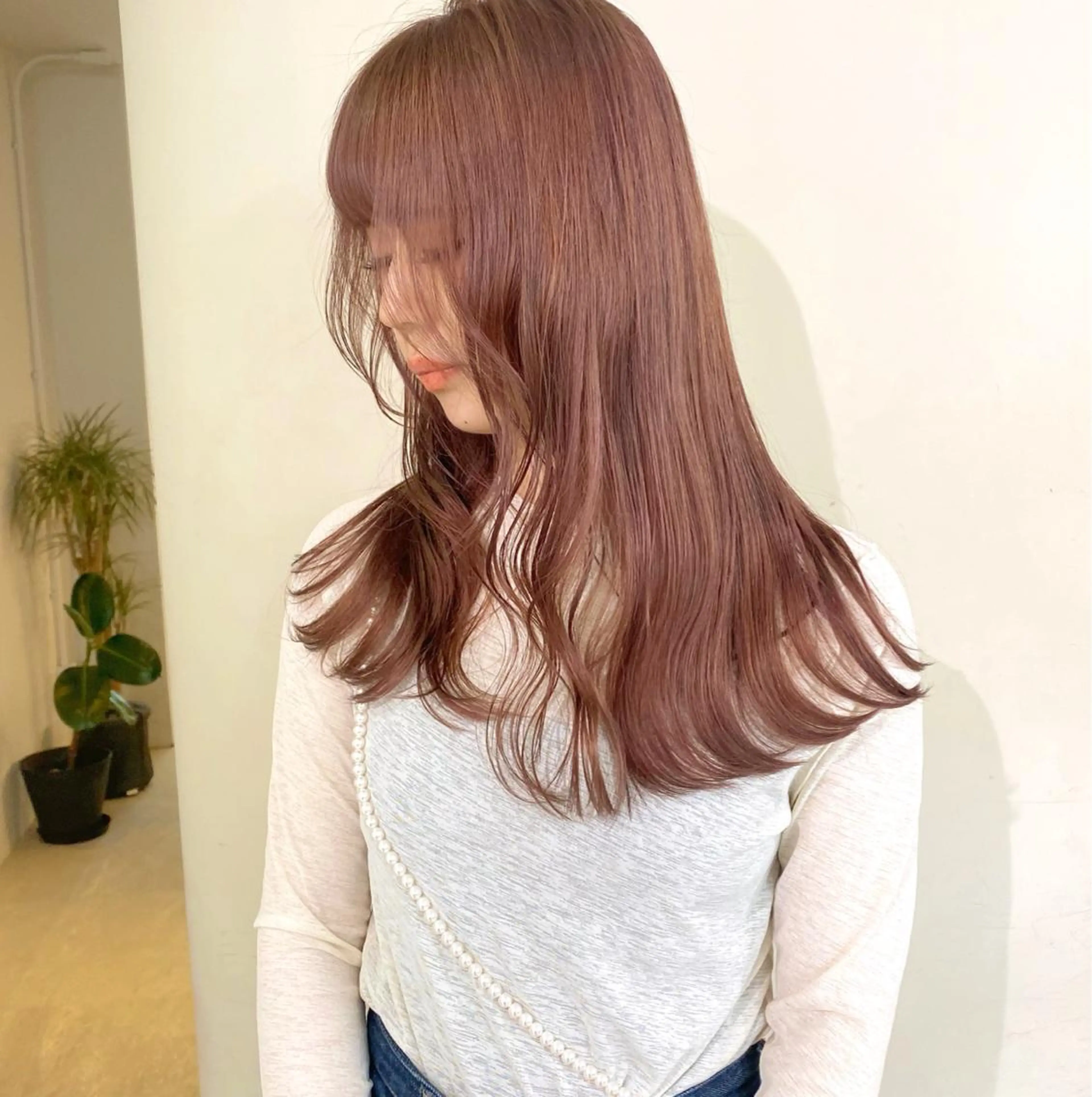 カラー ベージュカラー ブリーチ ピンクカラー ピンクベージュ ヘアカラー mizuki/ピンク ベージュ.レイヤーのヘアスタイル