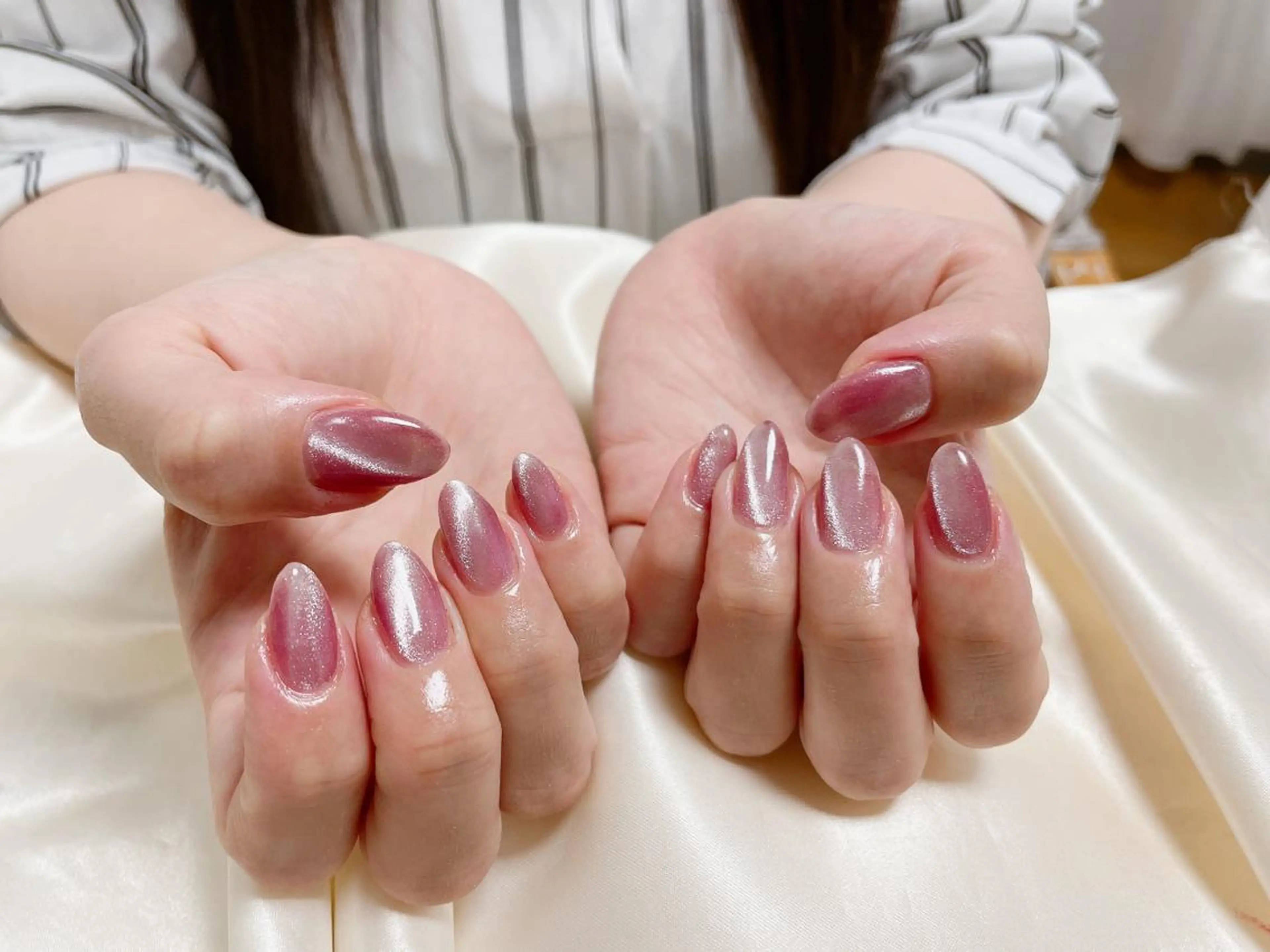 ネイル マグネットネイル ピンク Mogu nail 二子玉川のネイルデザイン