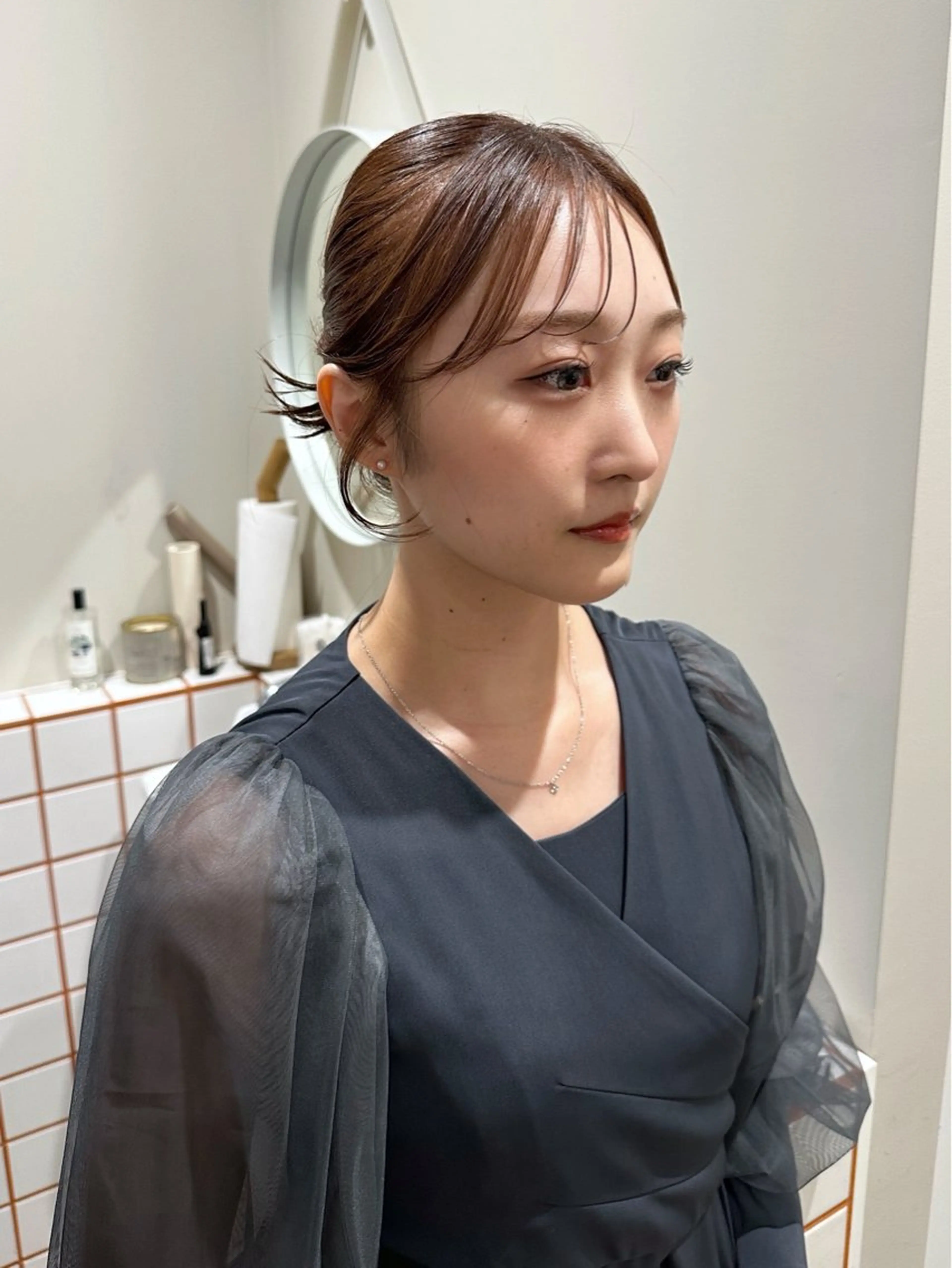 セミロング カラー ヘアアレンジ ヘアセット hibiki/セット /透明感カラーのヘアスタイル