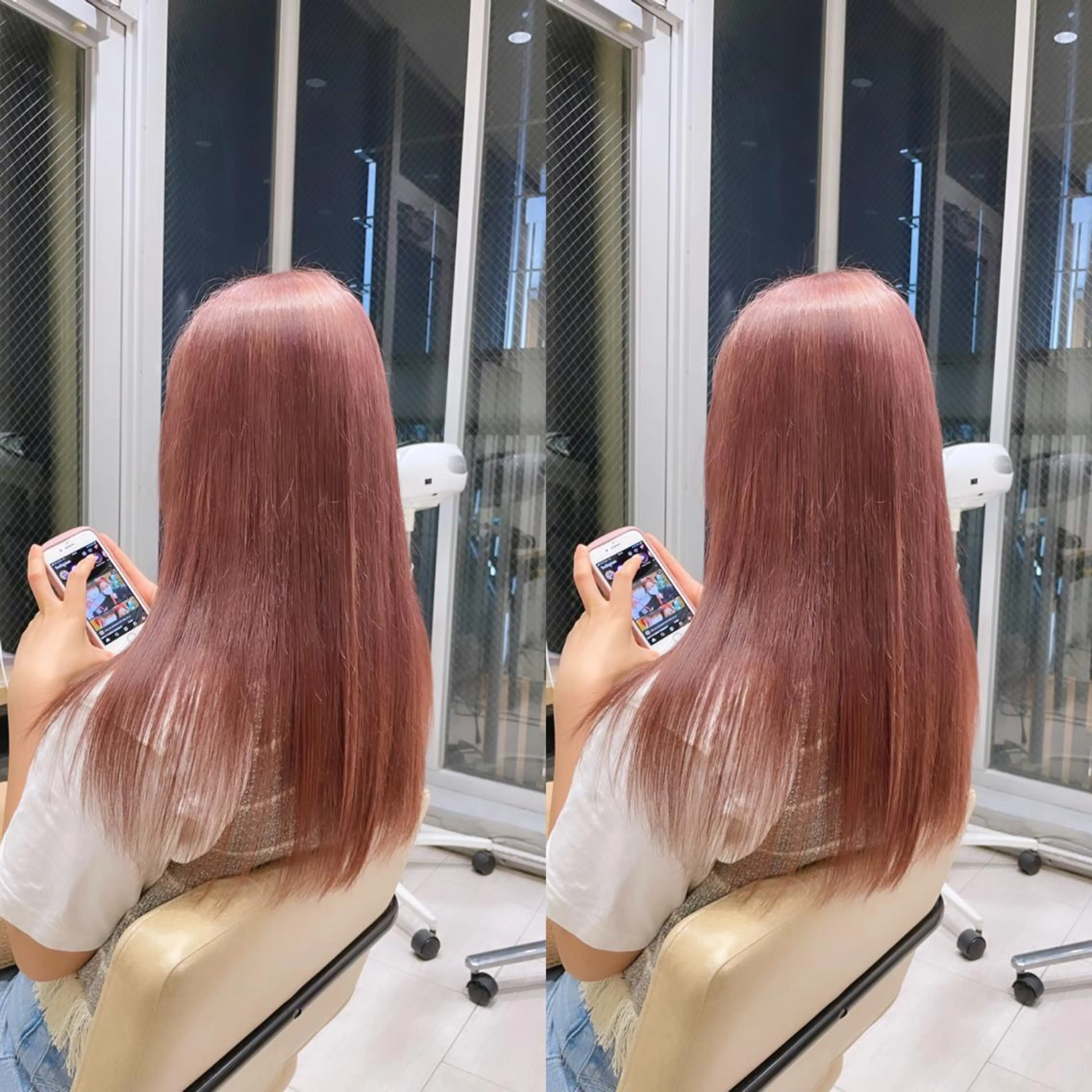 セミロング カラー ハッシュカット レイヤー池袋のヘアスタイル