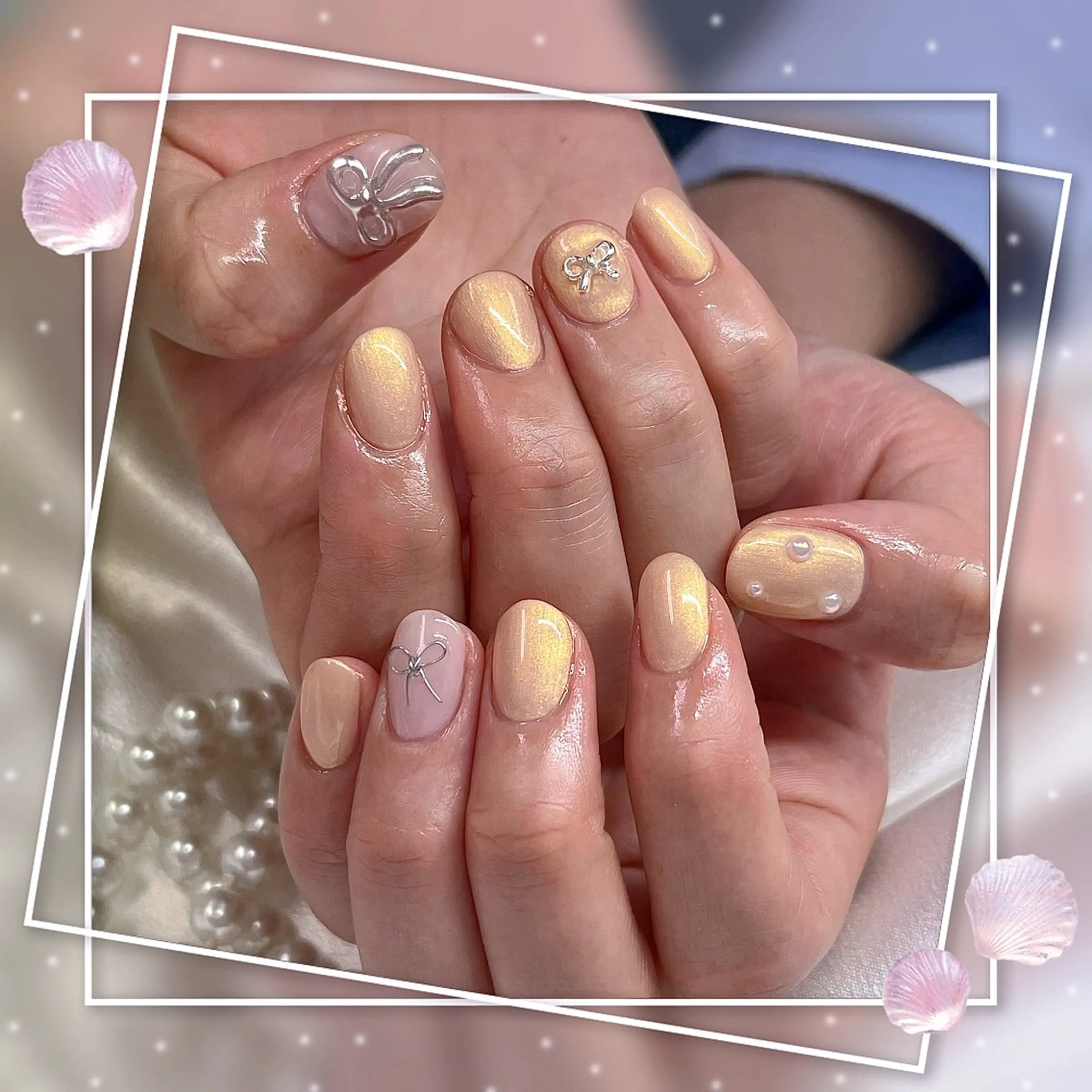ネイル フレンチネイル グラデーション キラキラネイル 韓国ネイル マグネットネイル Chill Nailsalonのネイルデザイン
