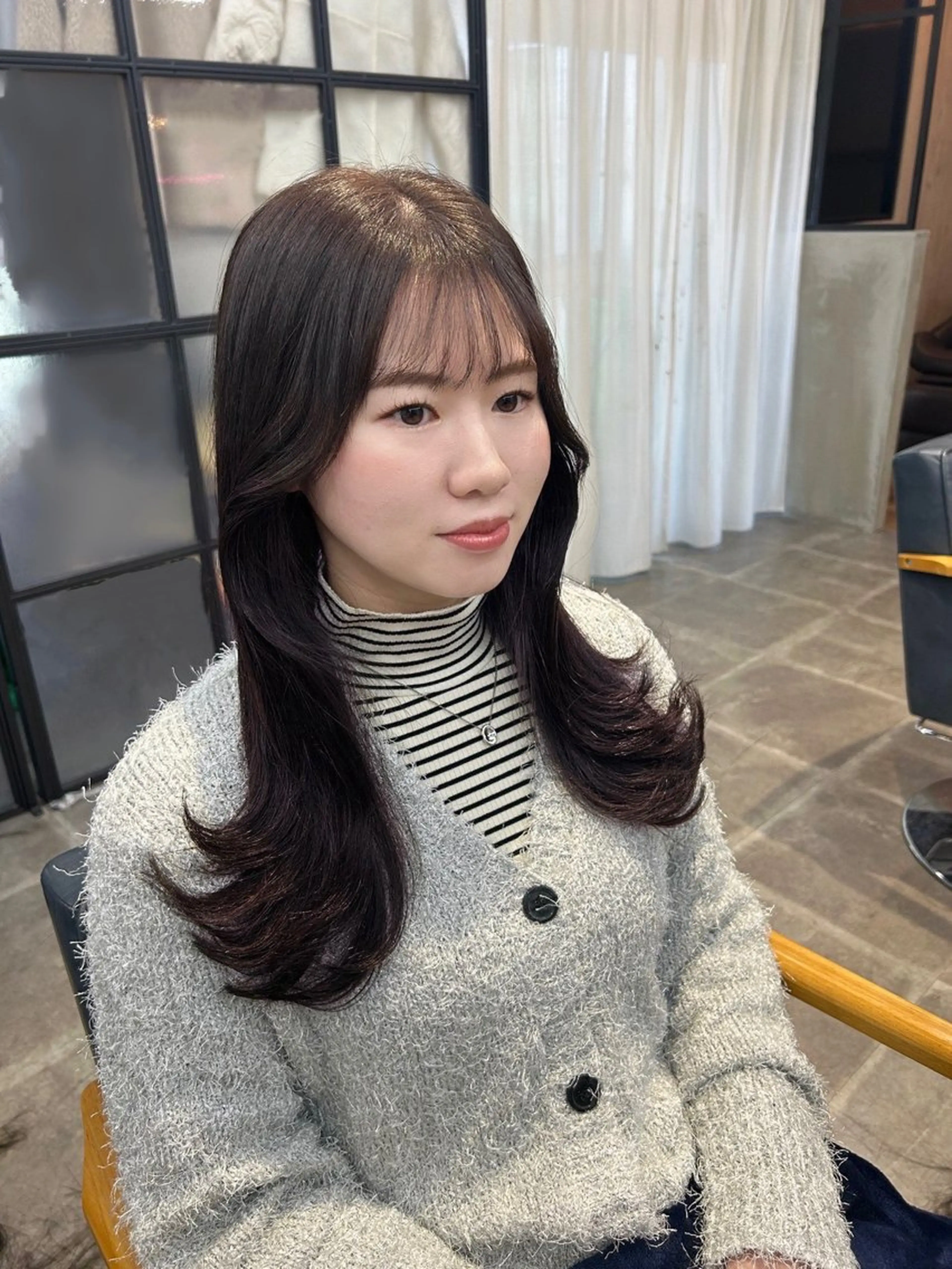 ロング カラー カット ヘアカラー トリートメント newi梅田🫧韓国 ヘア🫧sakiのヘアスタイル