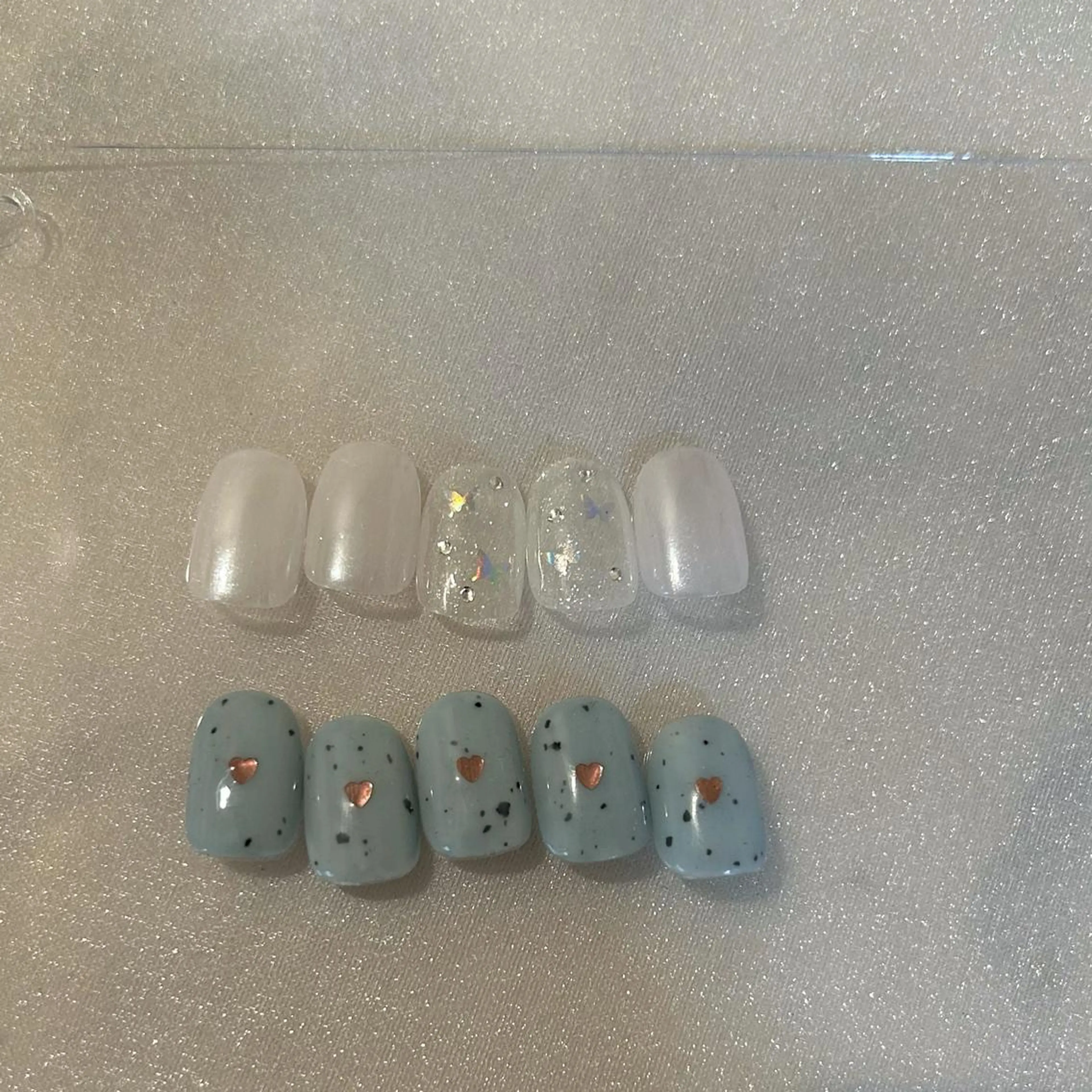 ネイル オーロラネイル フレンチネイル ガーリー ハート 氷ネイル・うるうるネイル ハンドネイル ハンドケア lyly.nail所属・lylynail YUUKAのネイルデザイン