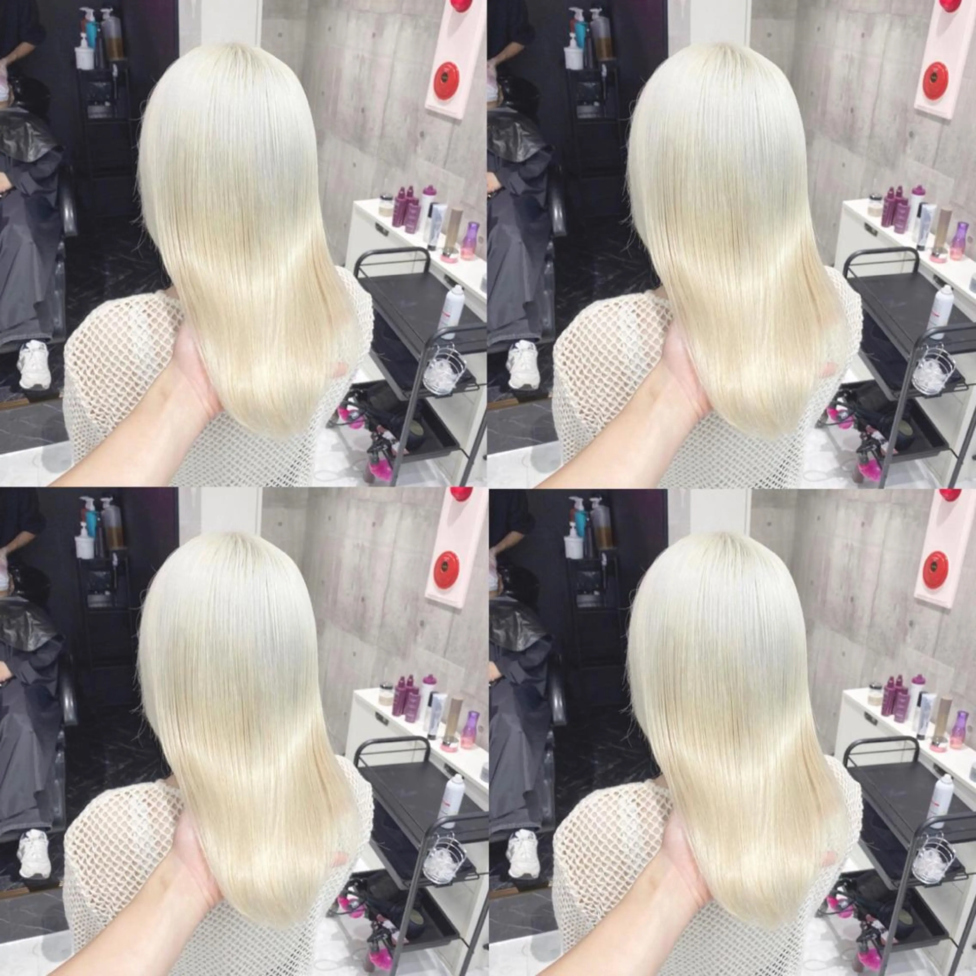 セミロング アッシュ アッシュグレー アッシュグレージュ ミストバング ピンクブラウン ハイトーン×エクステ 💞くるみのヘアスタイル