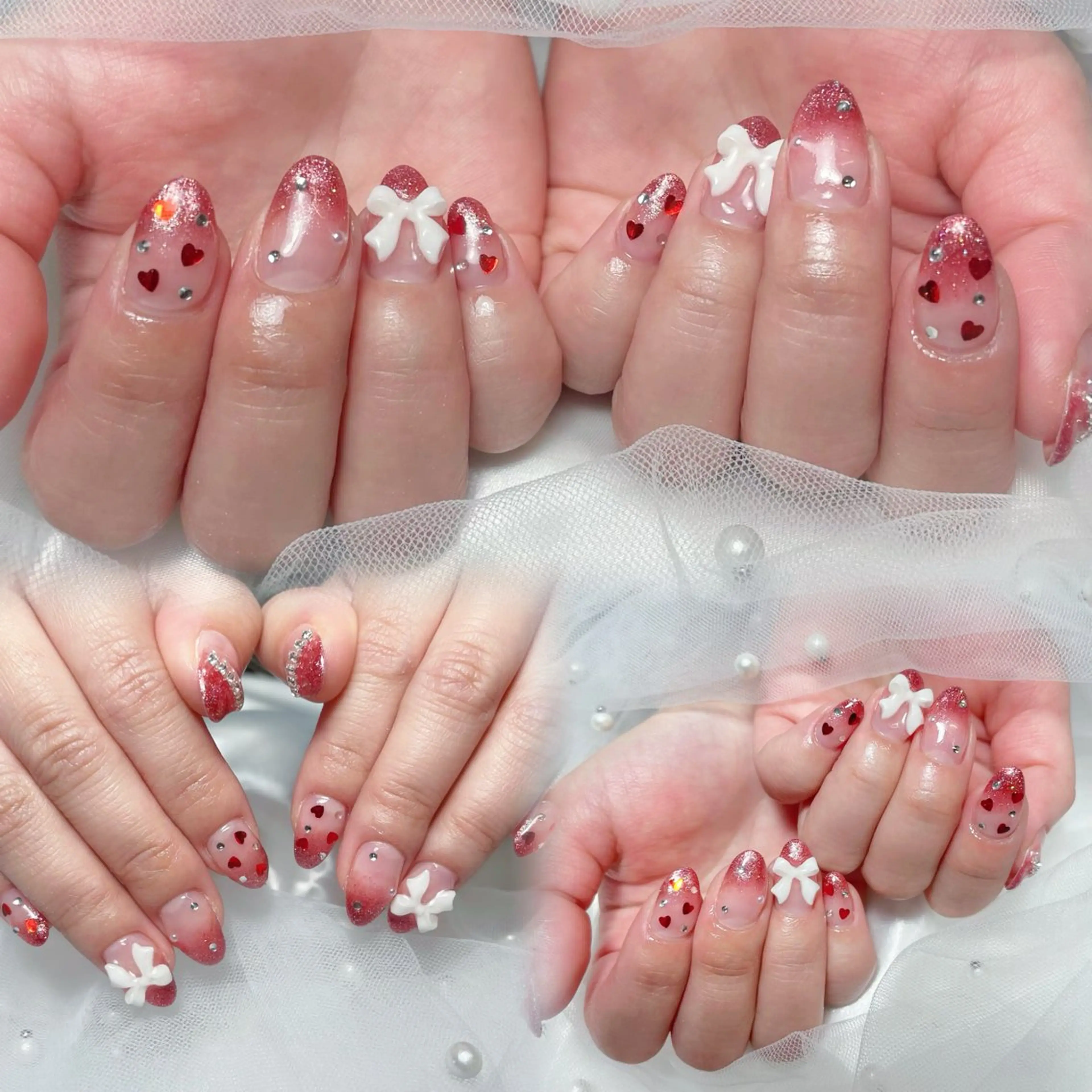 ネイル ハンドネイル 🎀藤沢ガーリーネイ ル/長さ出し🎀のネイルデザイン
