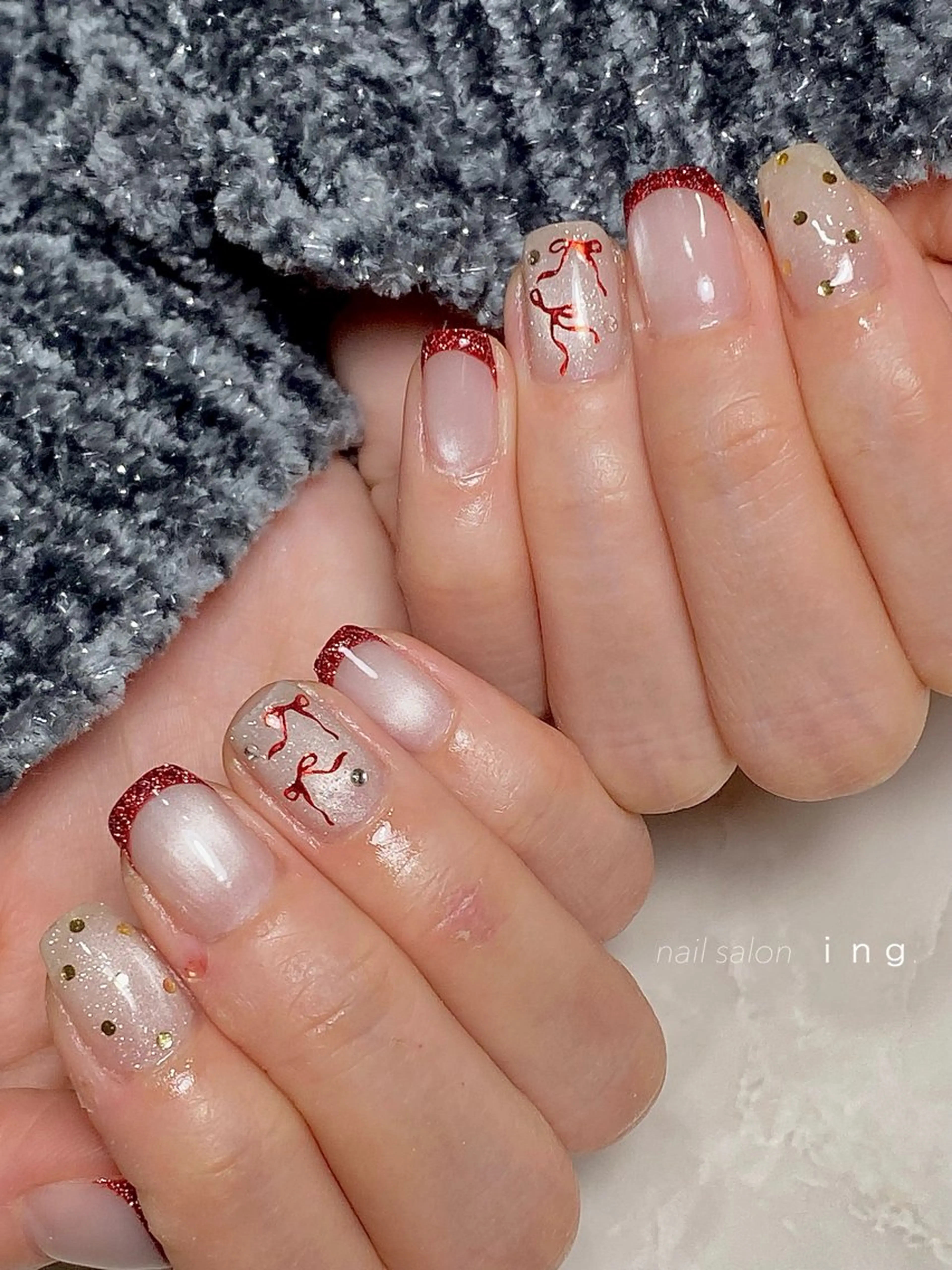 ネイル フラッシュネイル フレンチネイル ジェルネイル マグネットネイル 赤色 ｉｎｇ .のネイルデザイン