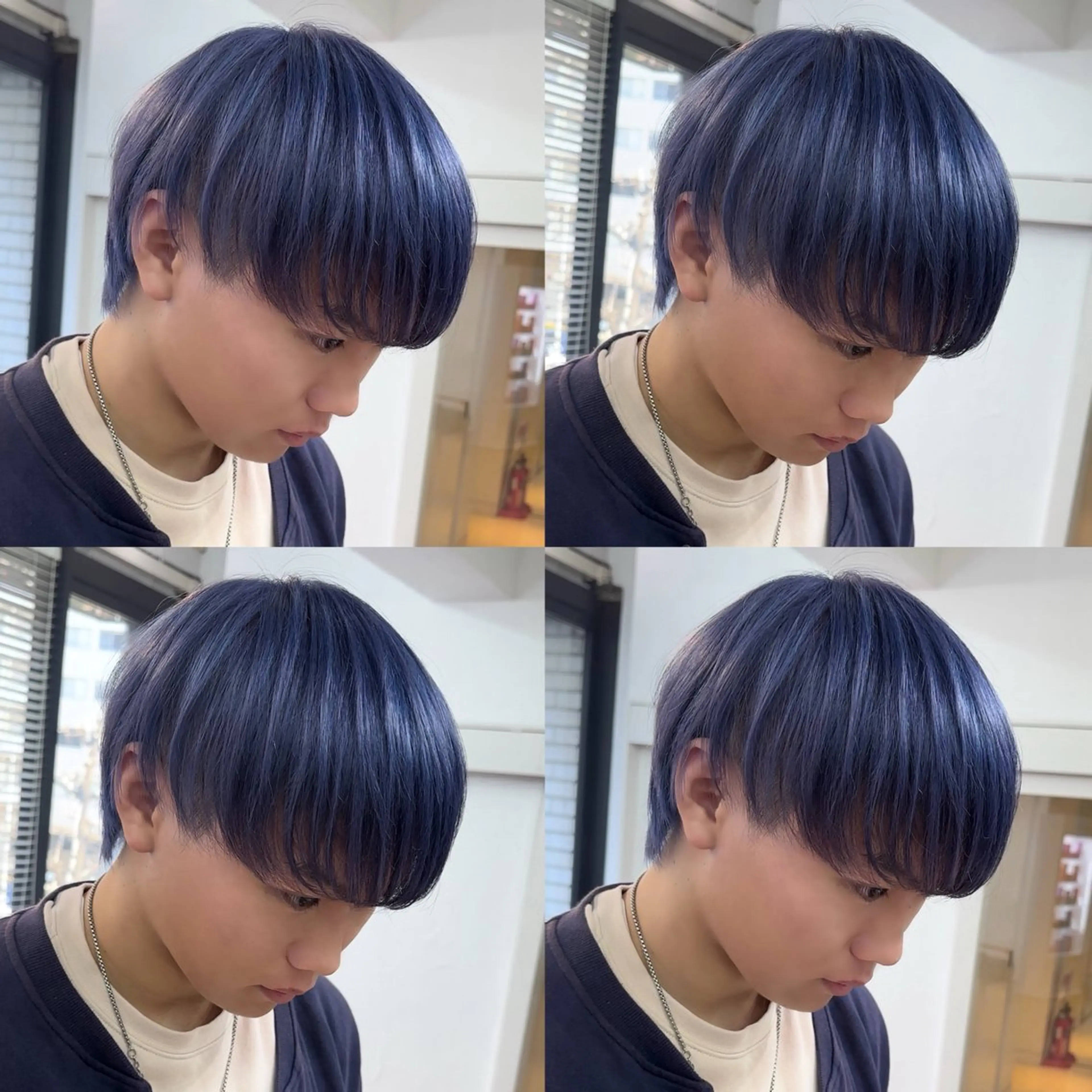 カラー メンズ メンズブリーチ ブリーチ ブルーカラー ネイビーカラー ヘアカラー トリートメント メンズカット ‪‪/メッシュのヘアスタイル