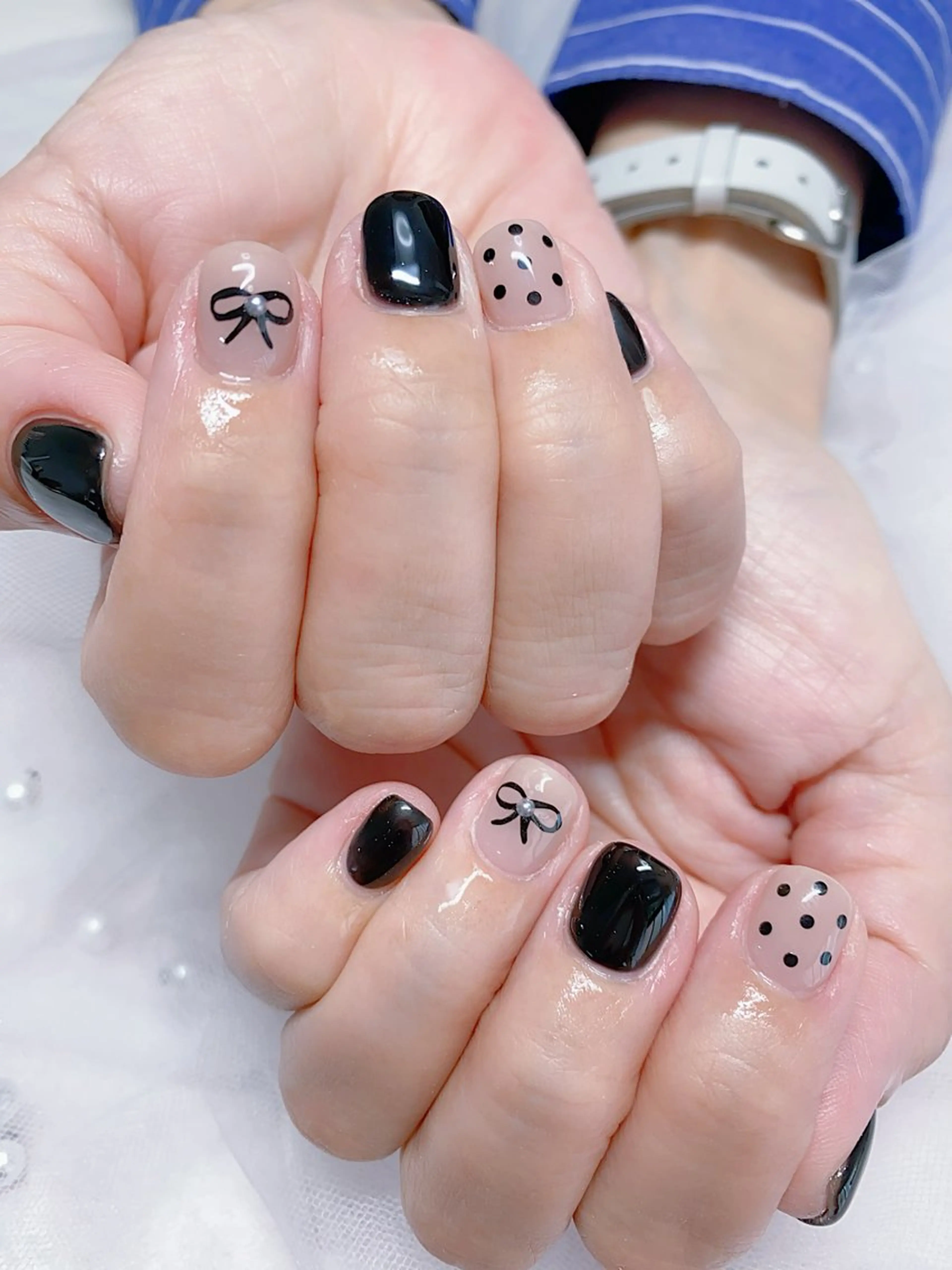 ネイル リボン ハンドネイル Jasmine nailsalon所属・ジャスミン ネイルサロンのネイルデザイン