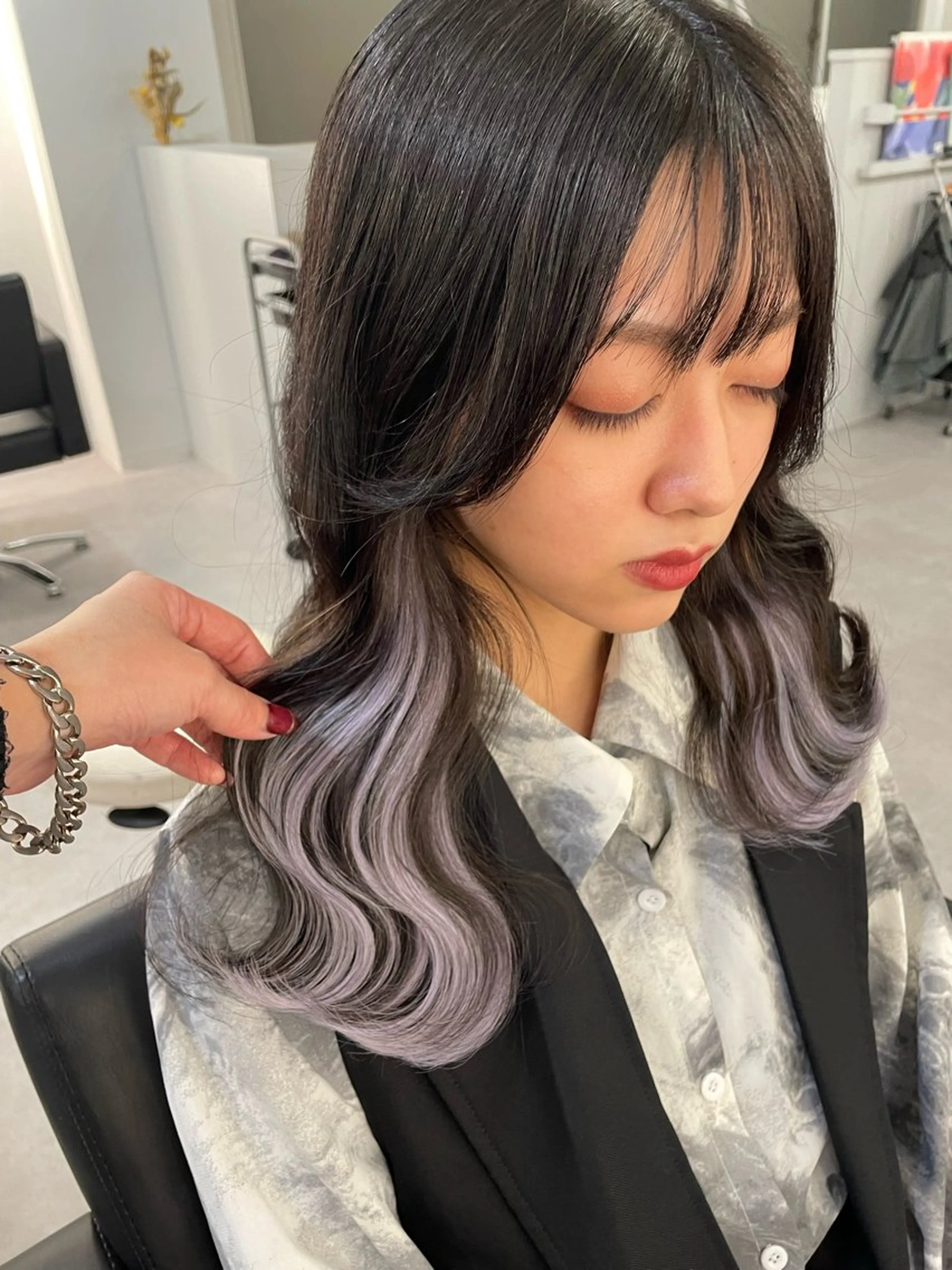 ロング カラー シールエクステ エクステ エクステ Cielro【 シェイロ 】所属・Cielro/ダブル カラー/西田咲希のヘアスタイル