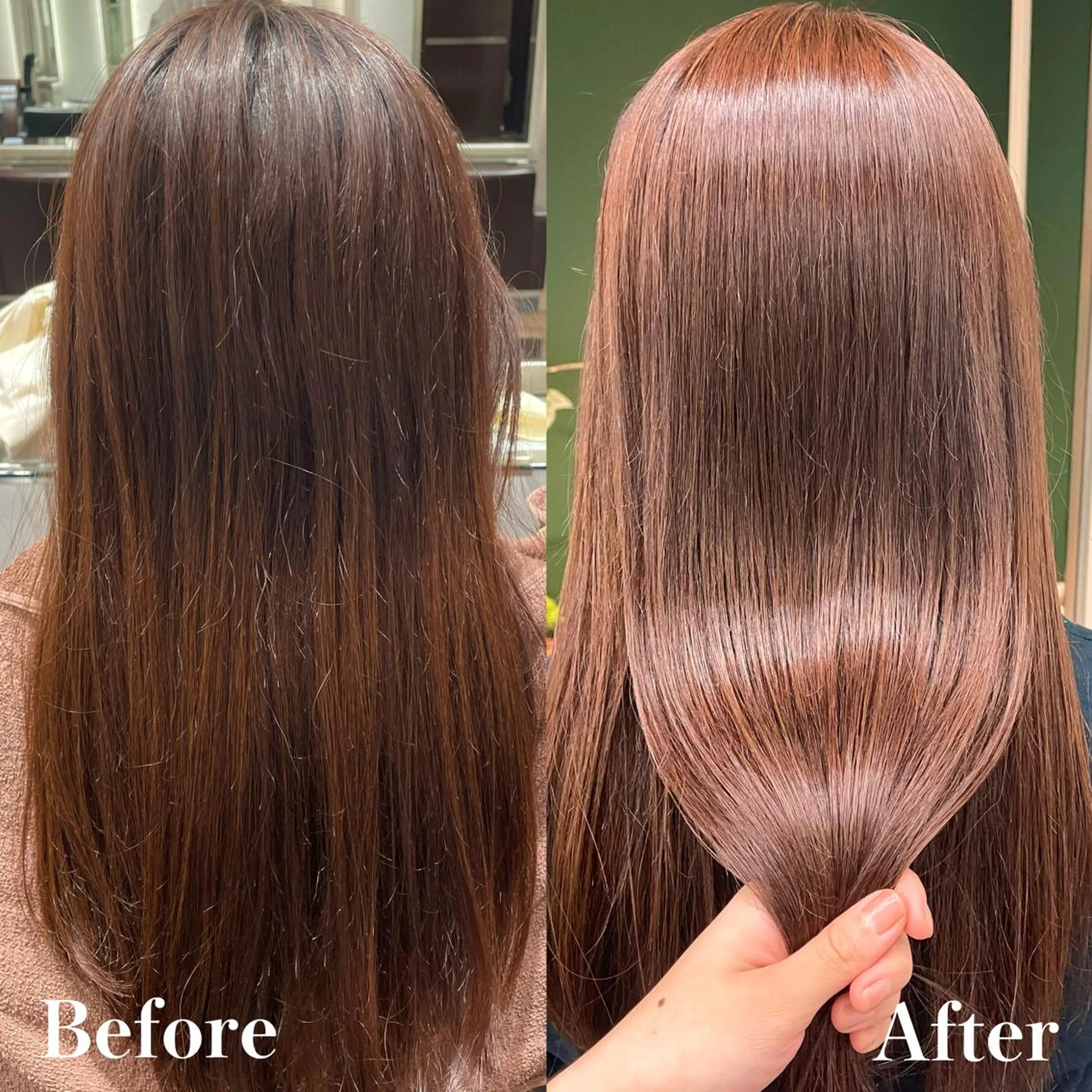 ロング カラー ブリーチ ブラウンカラー ブリーチなしカラー オレンジ オレンジブラウン ひなた あゆみのヘアスタイル