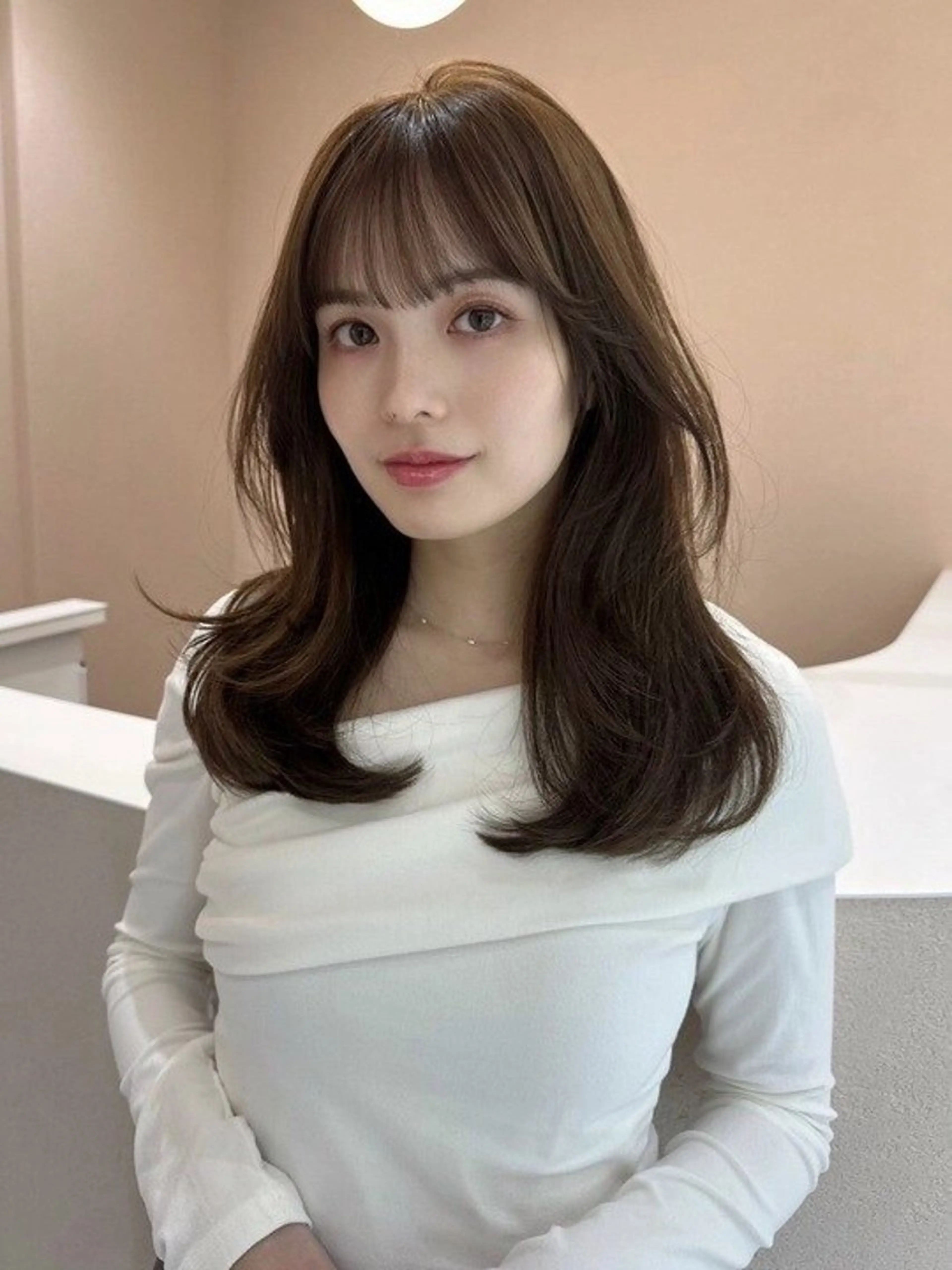 セミロング 韓国風cut/ 縮毛矯正/田尻真吾のヘアスタイル