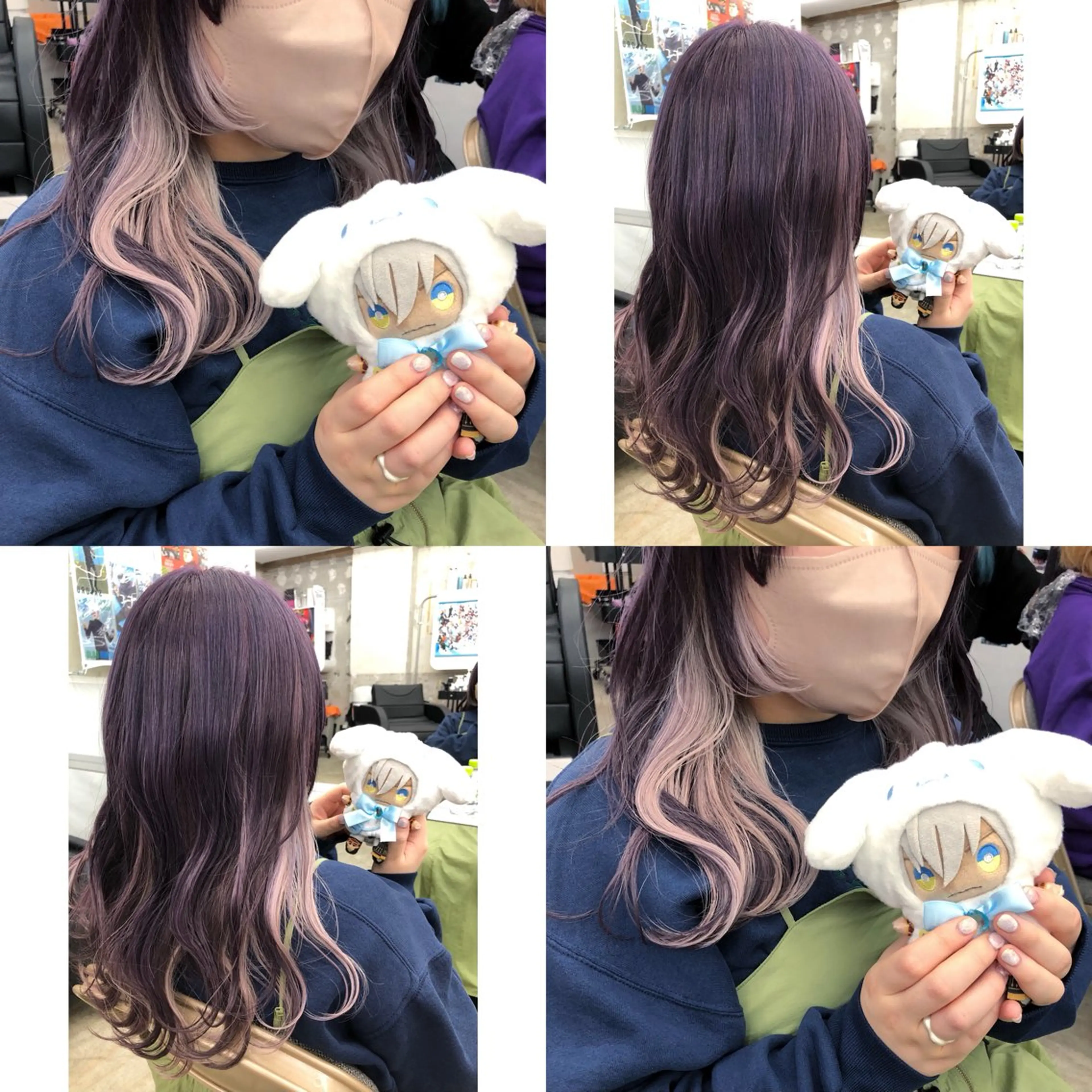 セミロング カラー ブリーチ インナーカラー ラベンダーカラー 推しカラー✨ オタク美容師ユウカのヘアスタイル