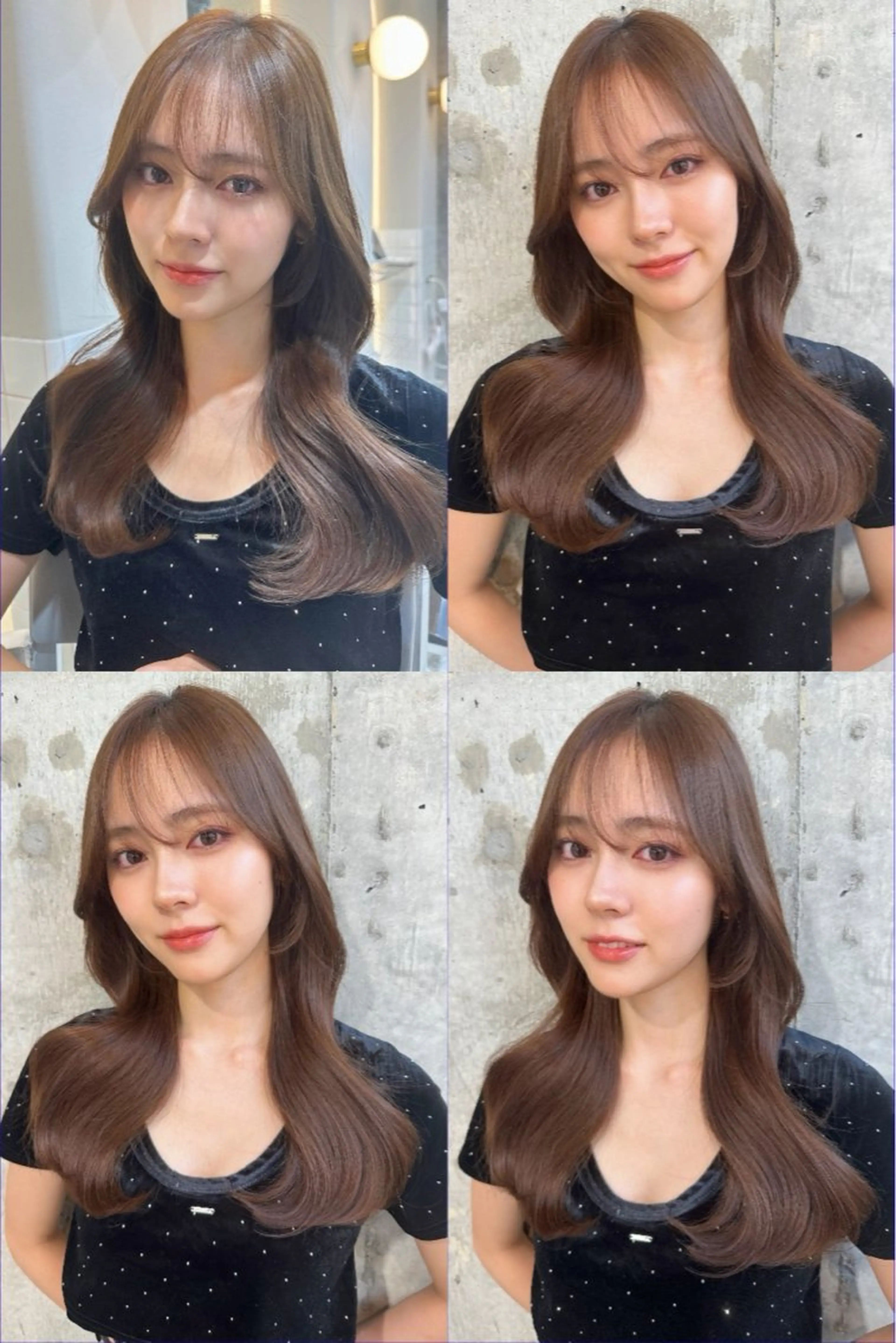 セミロング カット ヘアカラー トリートメント ヘッドスパ ヘアセット 韓国レイヤー/透明感 カラー/髪質改善角所のヘアスタイル