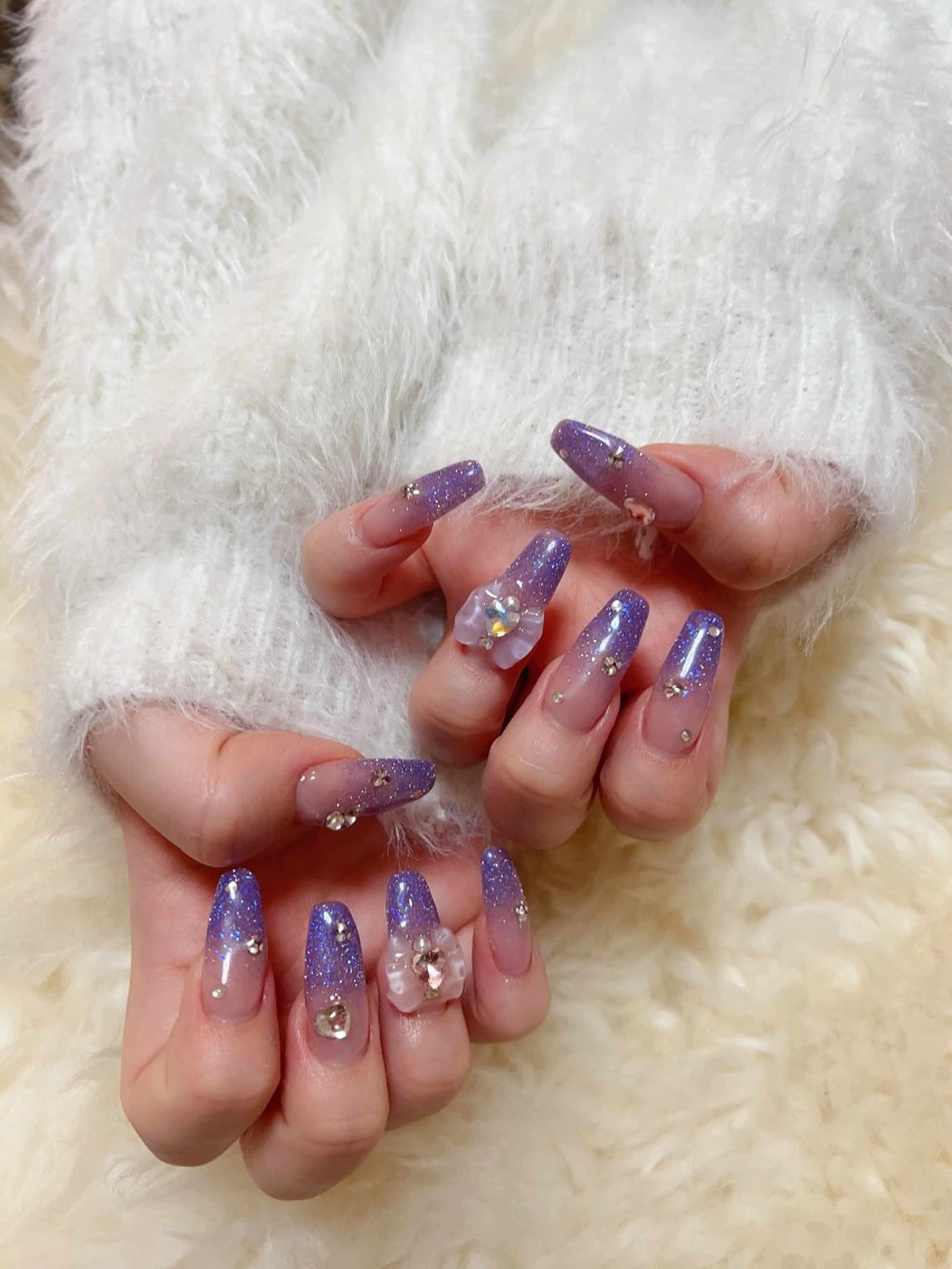 ロング ハンドネイル ハンドケア 💜MIYA nail川崎店のネイルデザイン