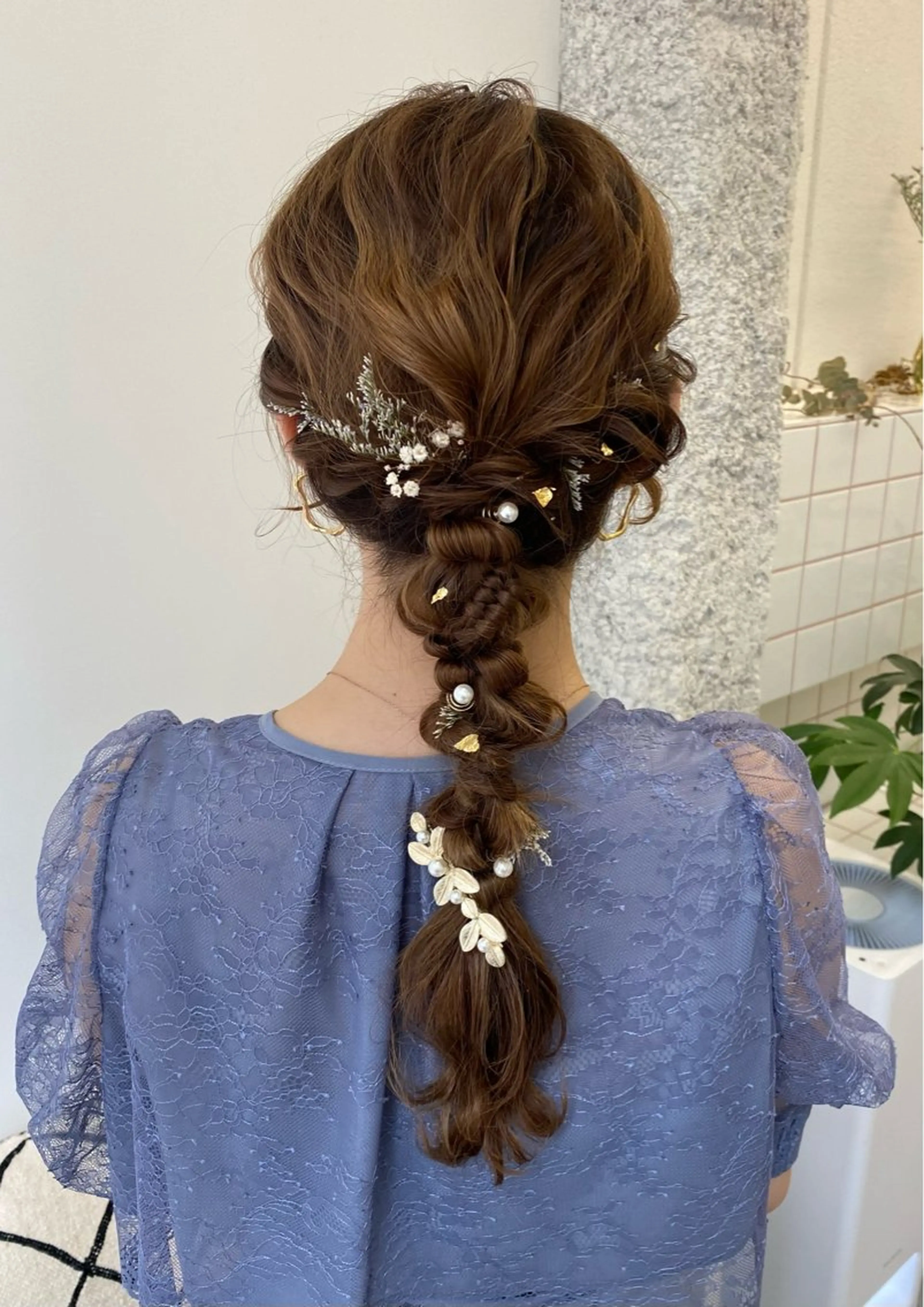 セミロング ヘアカラー トリートメント ヘアセット NIKO/名古屋/ 伏見/花屋併設のヘアスタイル