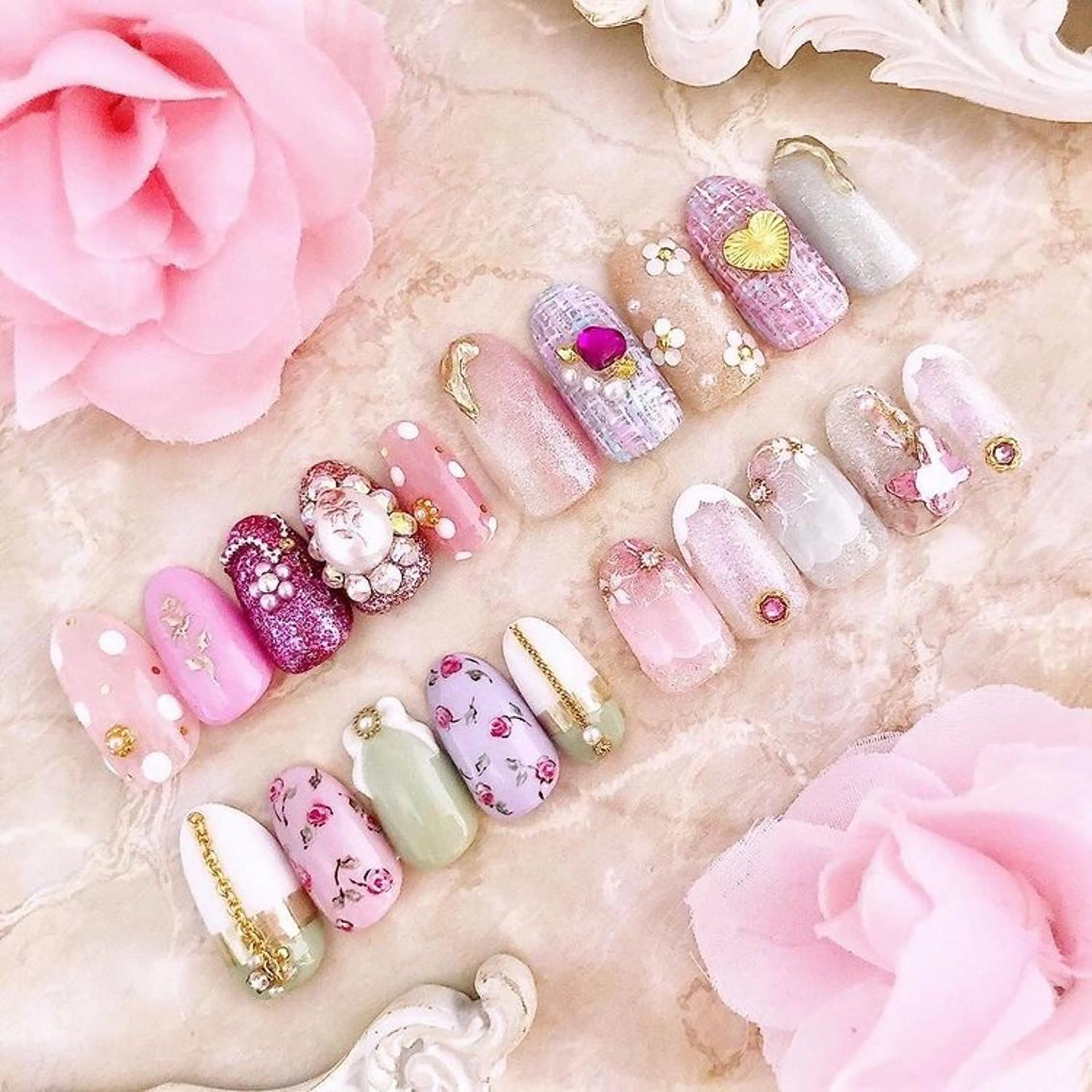 ネイル アートネイル 桜ネイル ドット ジェルネイル ツイードネイル その他(ネイル) Maison de l'Angeのネイルデザイン