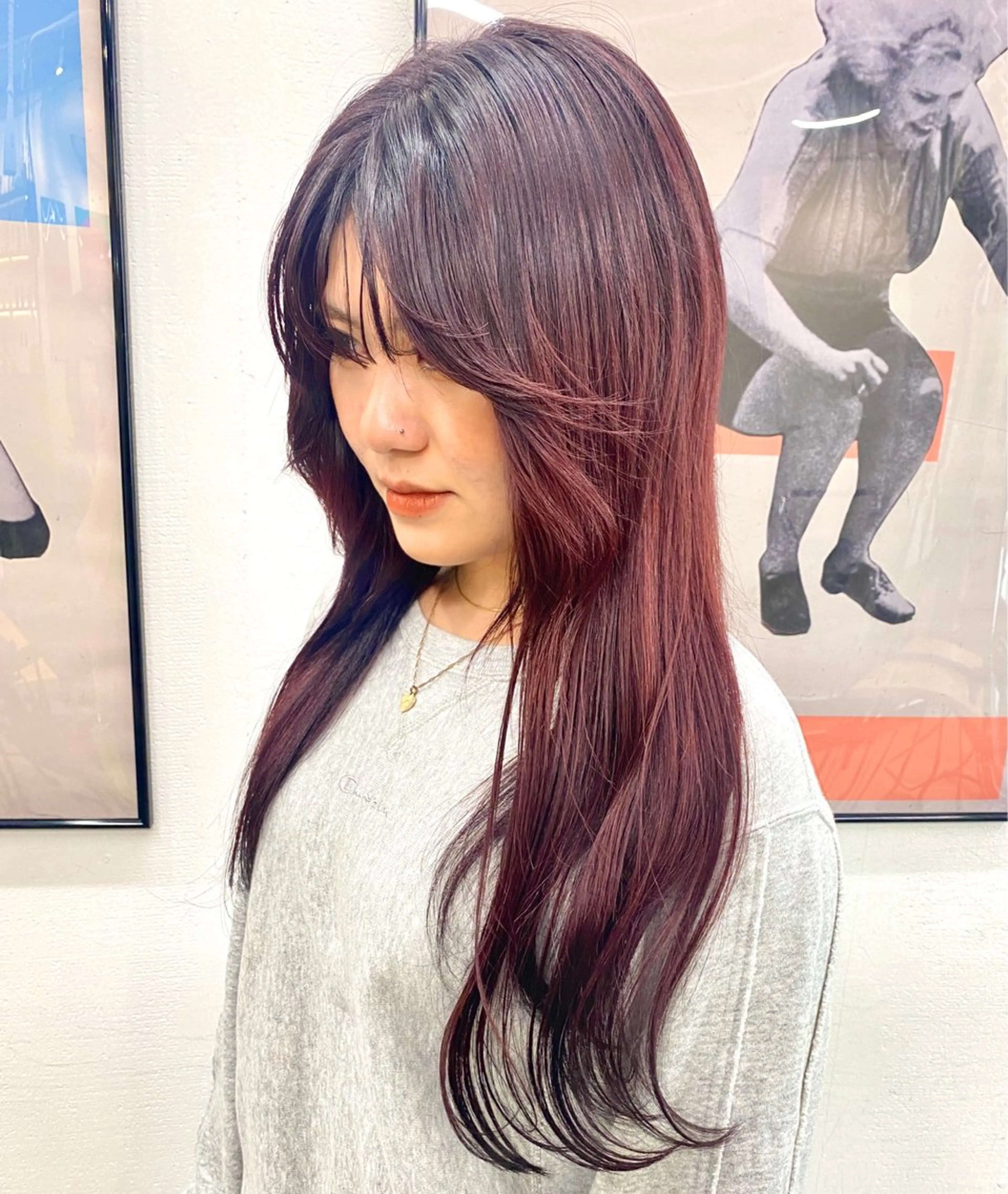 ロング カラー ブラウンカラー デザインカラー レッドカラー ヘアカラー 暖色カラー/天神/ ヘイマサクラのヘアスタイル