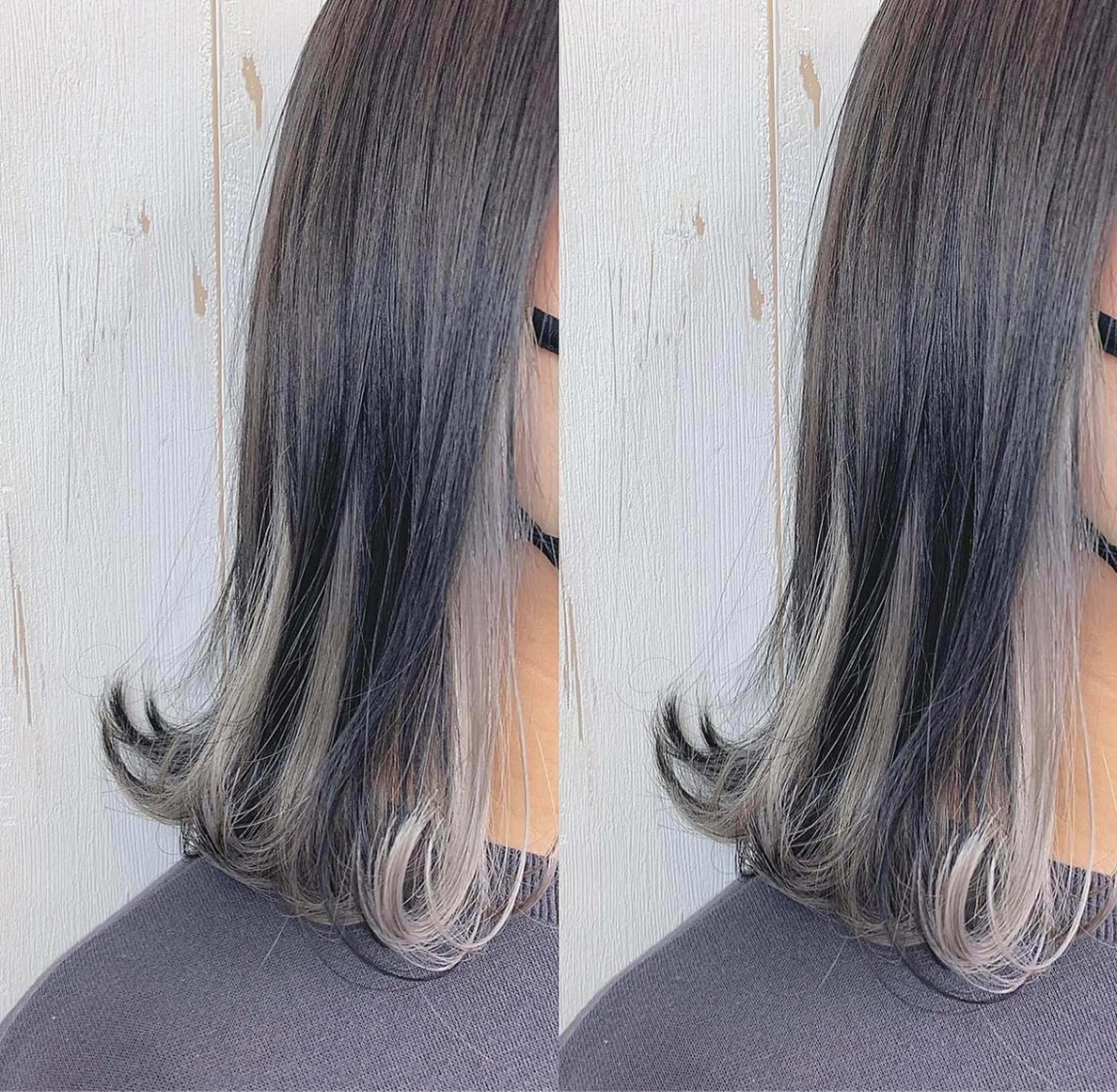 カラー 黒髪 ブリーチ シルバー ヘアカラー トリートメント 渋谷:インナーカラー ／🍒エリカ🍒のヘアスタイル