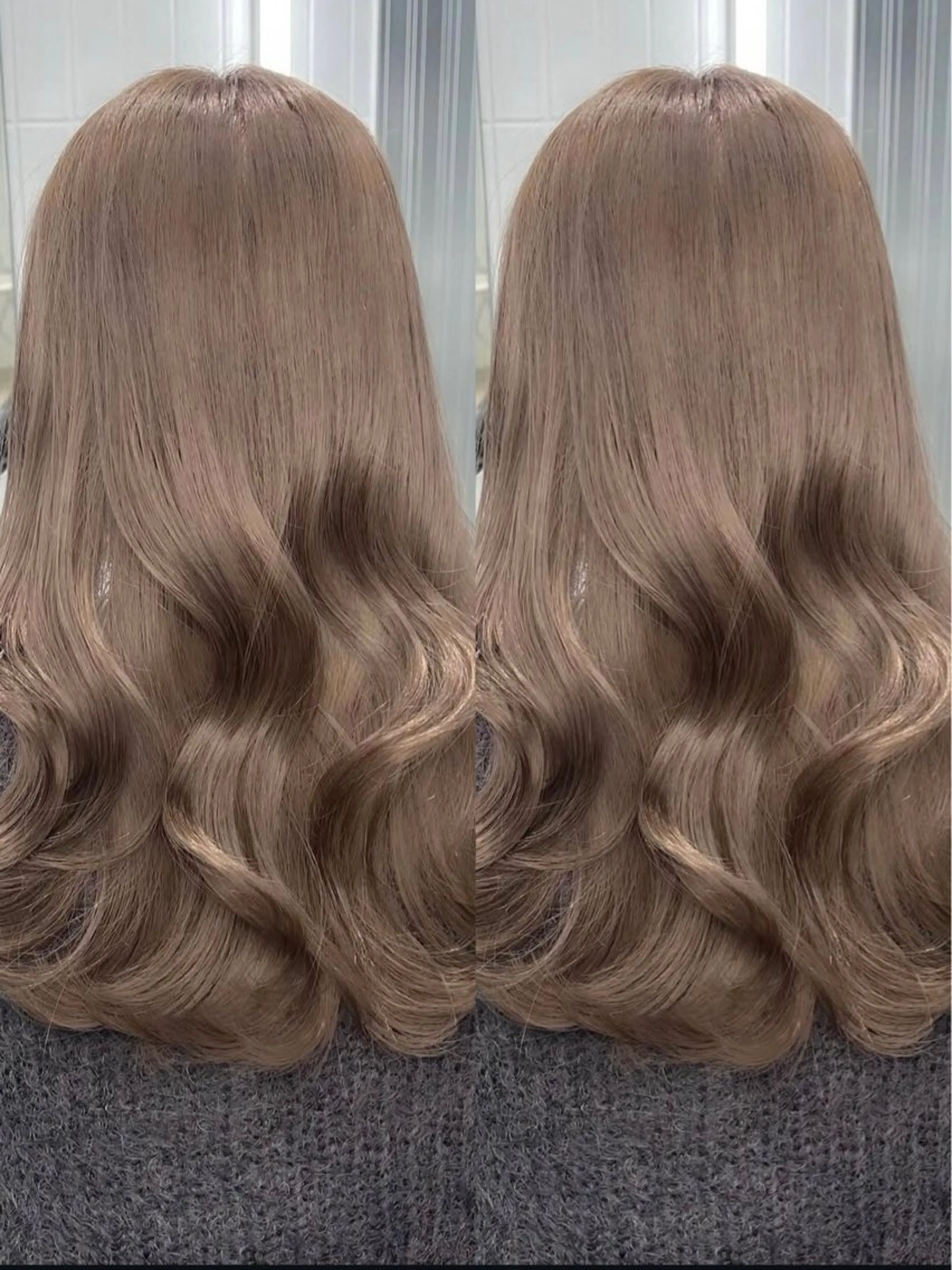 ロング カラー ベージュカラー ブリーチ グレージュ ハイトーンカラー ミルクティーベージュ ヘアカラー ⚡️ブリーチリタッチ グレー/ハイライトのヘアスタイル