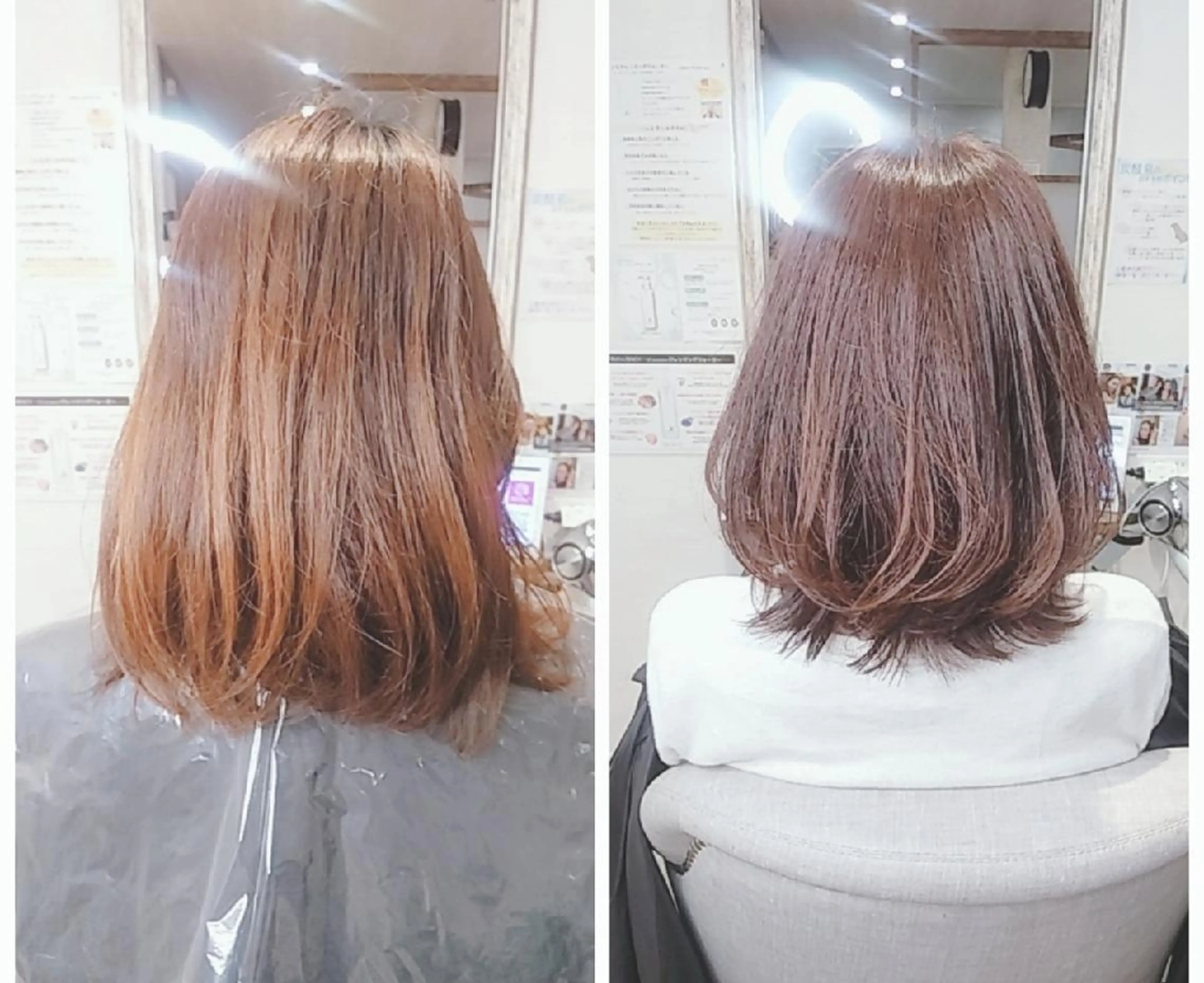 ミディアム カラー ブラウンカラー ピンクカラー ピンクブラウン 顔周りカット 髪質改善 ponte福岡西店所属・kijima ricoのヘアスタイル