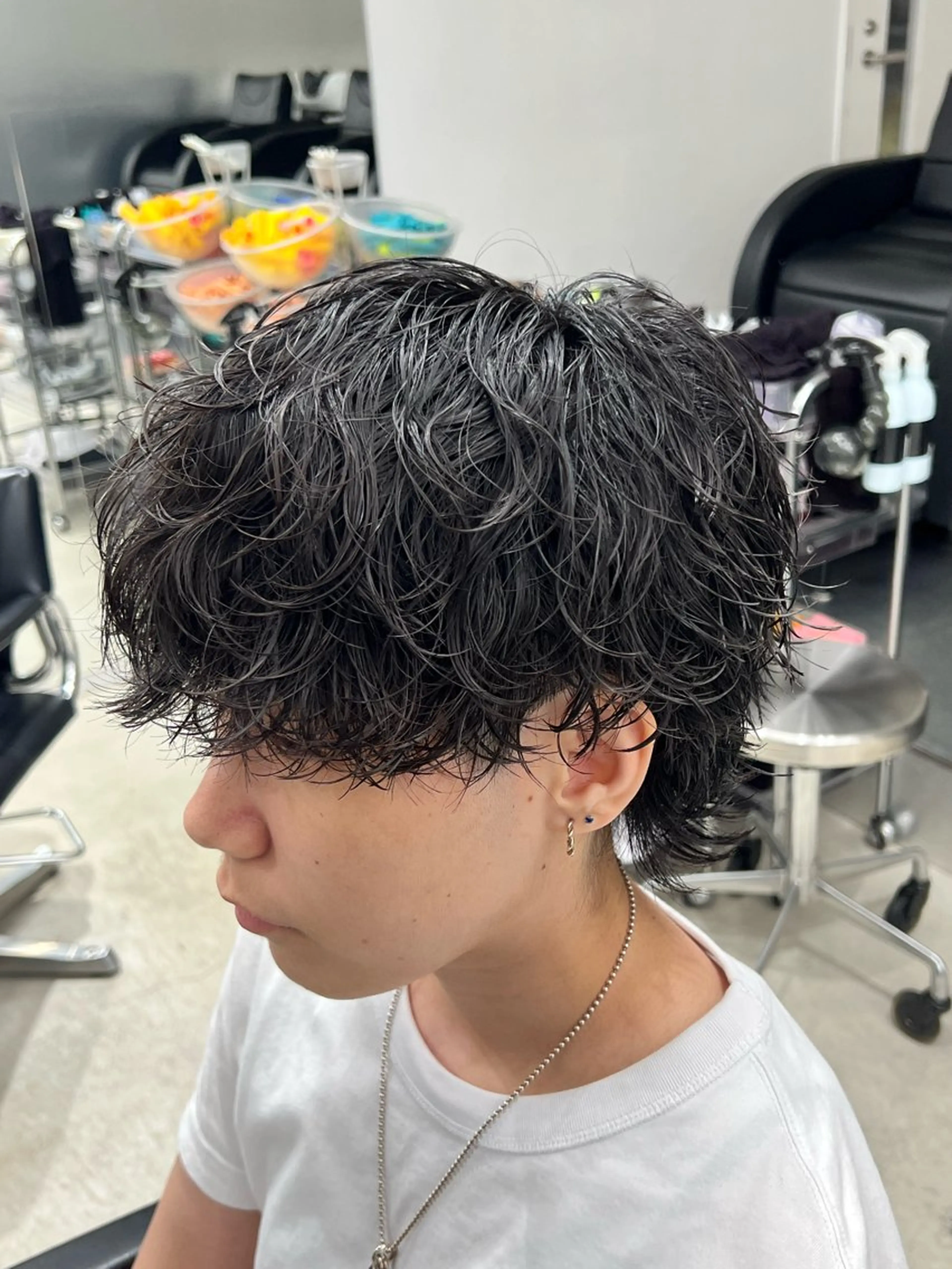 ミディアム パーマ メンズ ミディアムパーマ メンズパーマ カット パーマ 楽斗/メンズパーマ /シャドウパーマのヘアスタイル