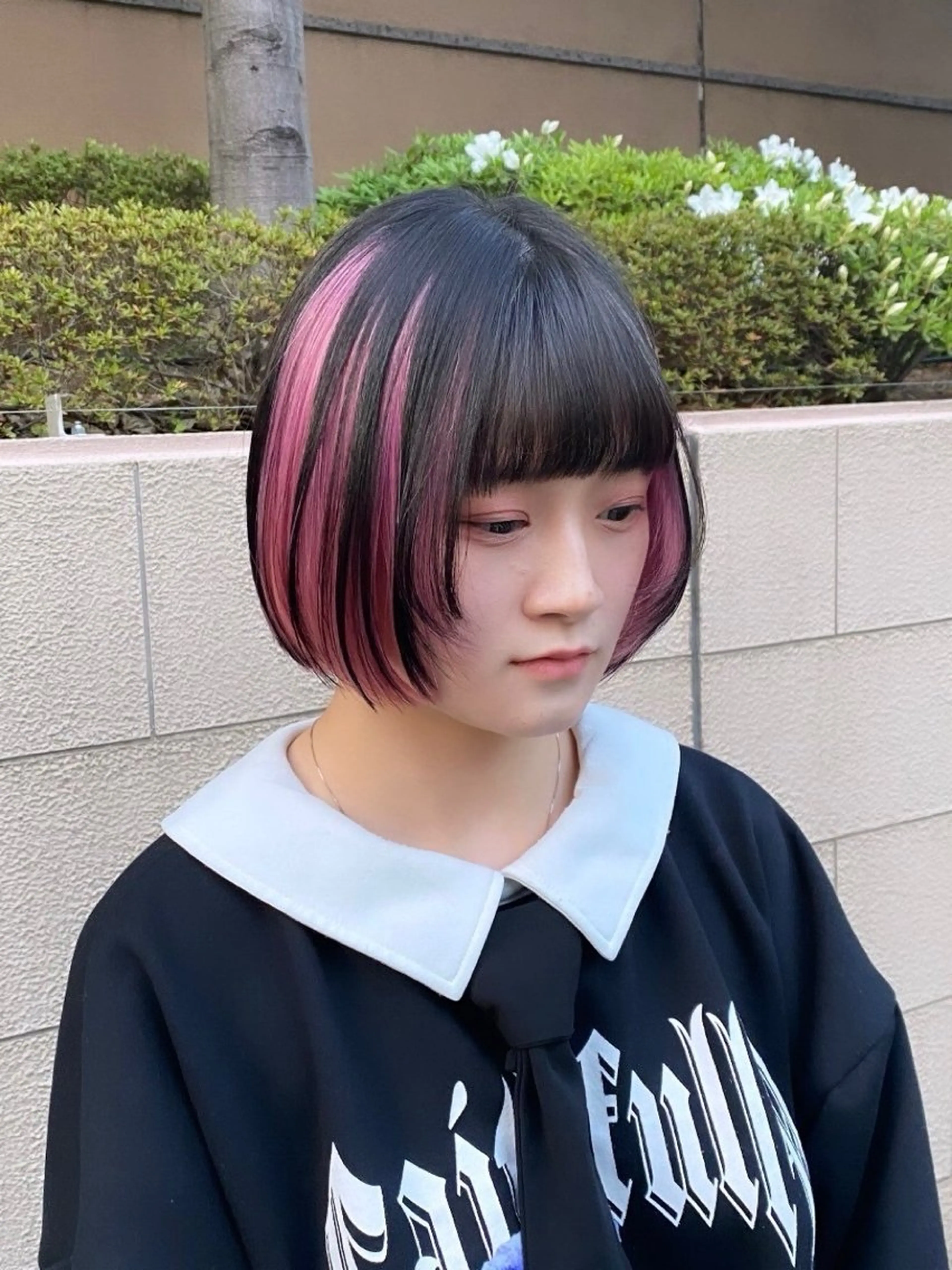 ショート カラー ブリーチ ケアブリーチ デザインカラー ダブルカラー ハイトーンカラー メンズウルフ🐺♡ ピンク♡ヘアメ🎀のヘアスタイル