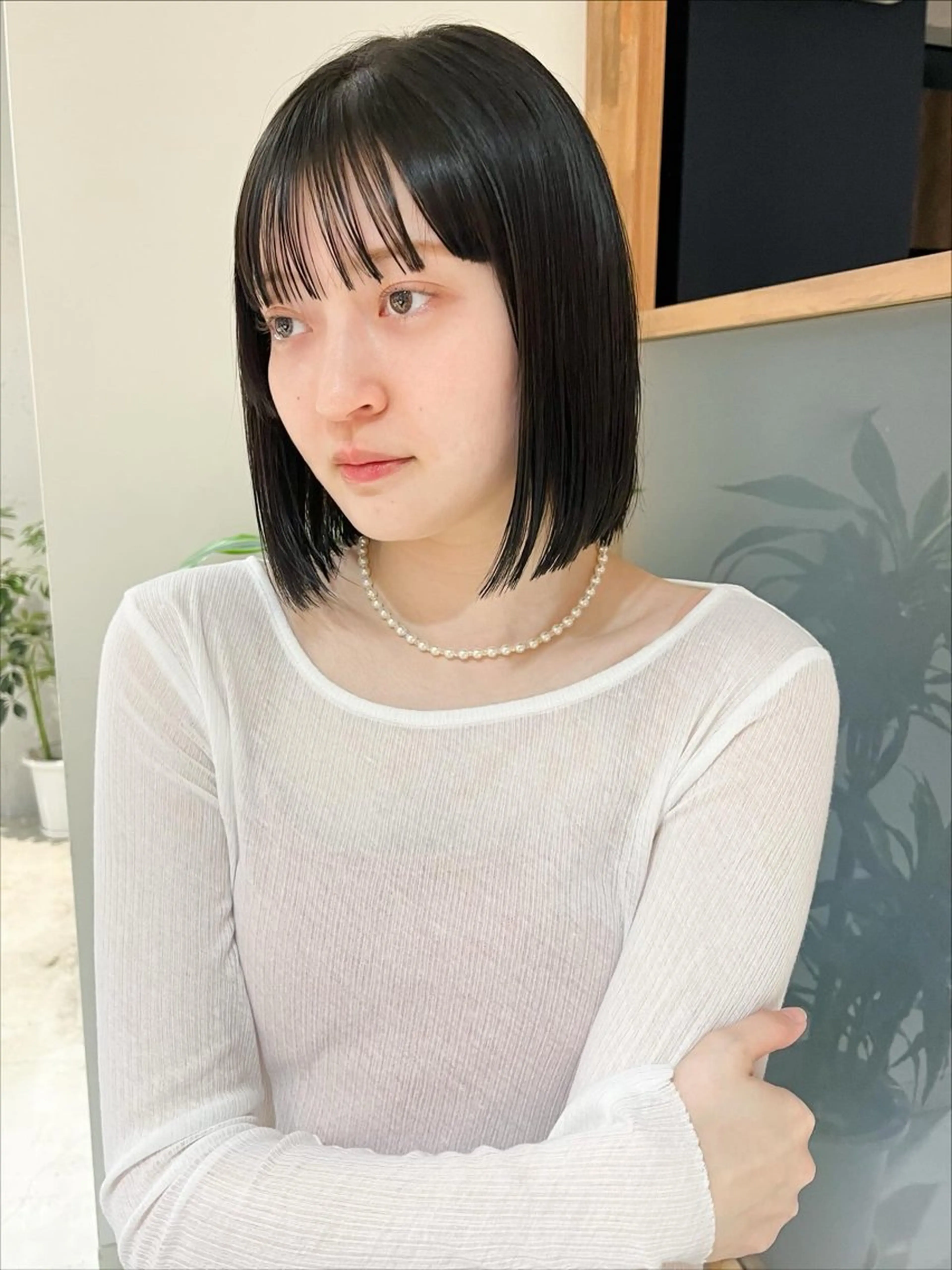 ミディアム カラー 似合わせぷつっとボブ 縮毛矯正 久保田彩菜のヘアスタイル