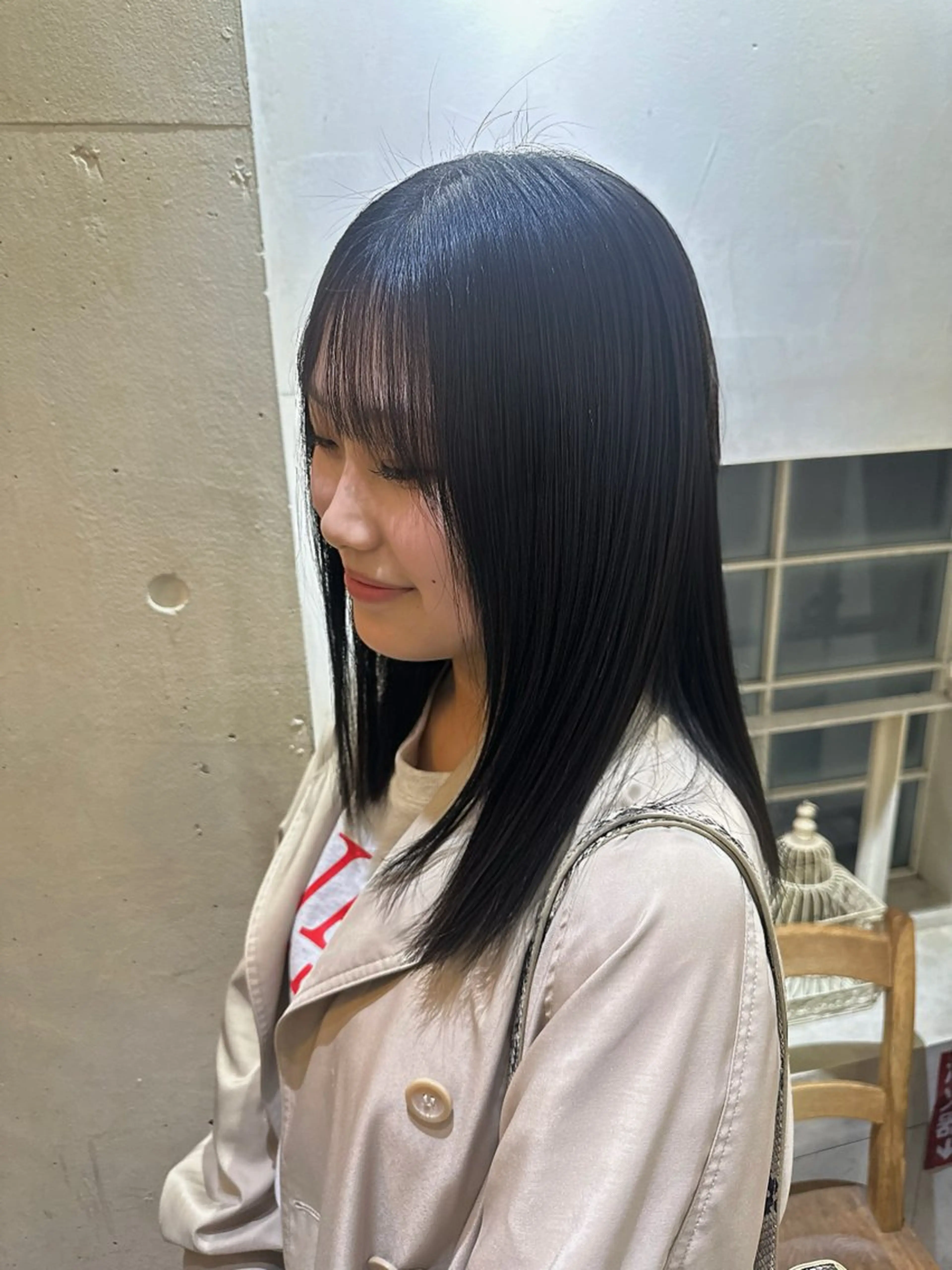 セミロング 縮毛矯正 レイヤーカット/ハイ トーン✂︎ゆーぴ✂︎のヘアスタイル