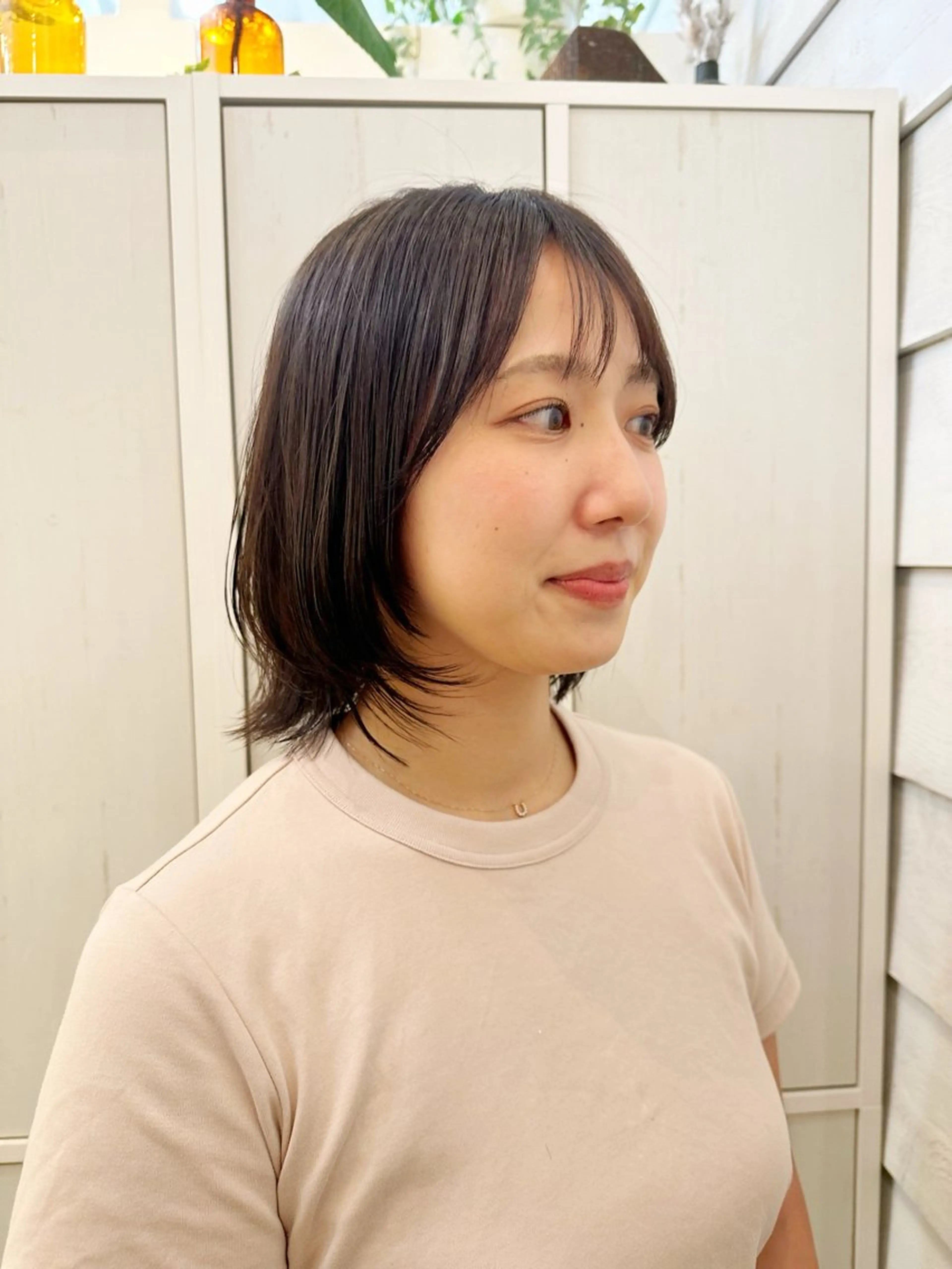 ミディアム カラー ショートボブ ボブ くせ毛 カット ヘアカラー トリートメント newline銀座所属・銀座ショート/ 大人ショート/金子涼のヘアスタイル