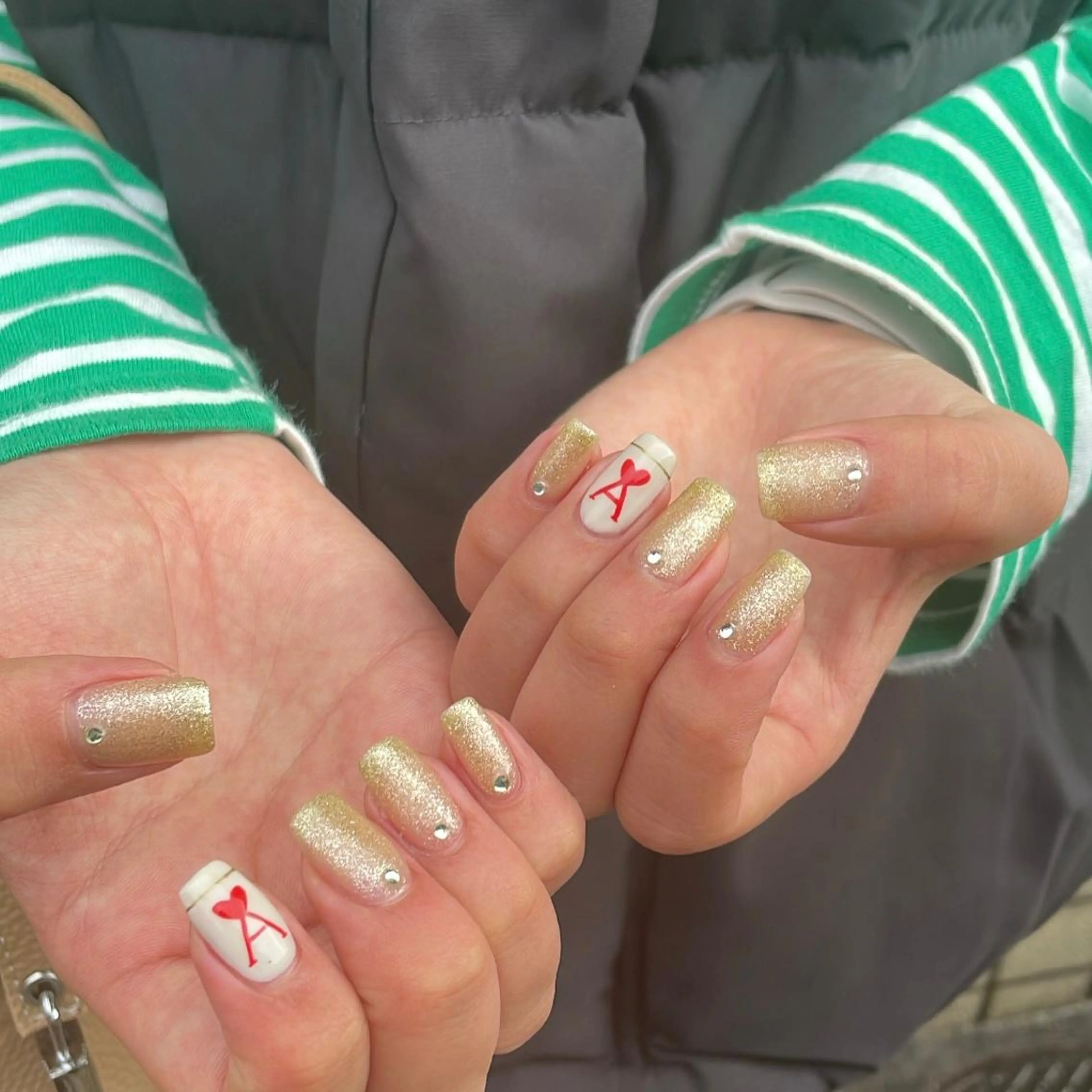 ネイル ゴールド ラメ(グリッター) Lofinails ちひろのネイルデザイン