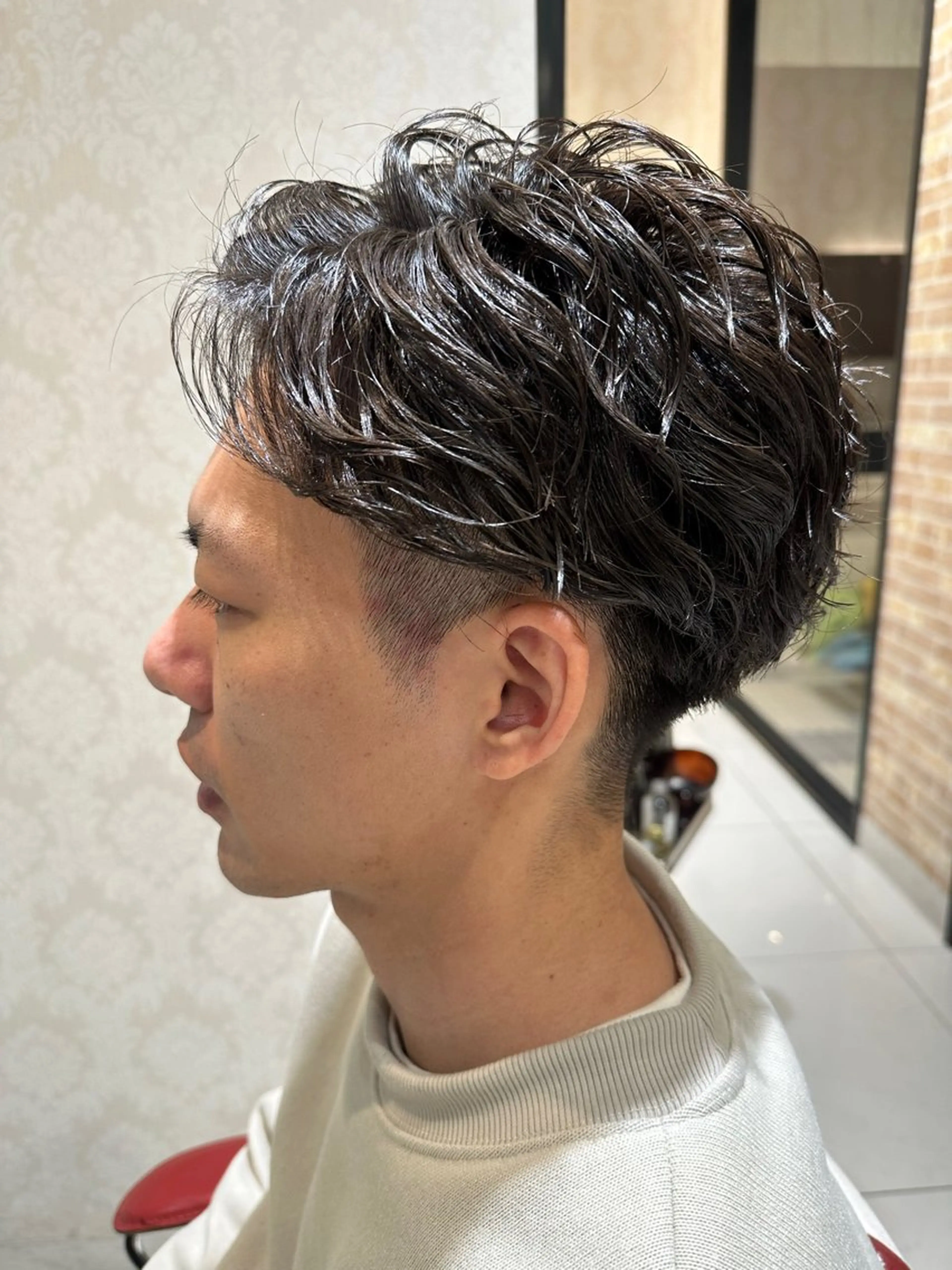 ショート パーマ メンズ メンズパーマ 波巻きパーマ 💈メンズ特化 美容師サキ💈のヘアスタイル