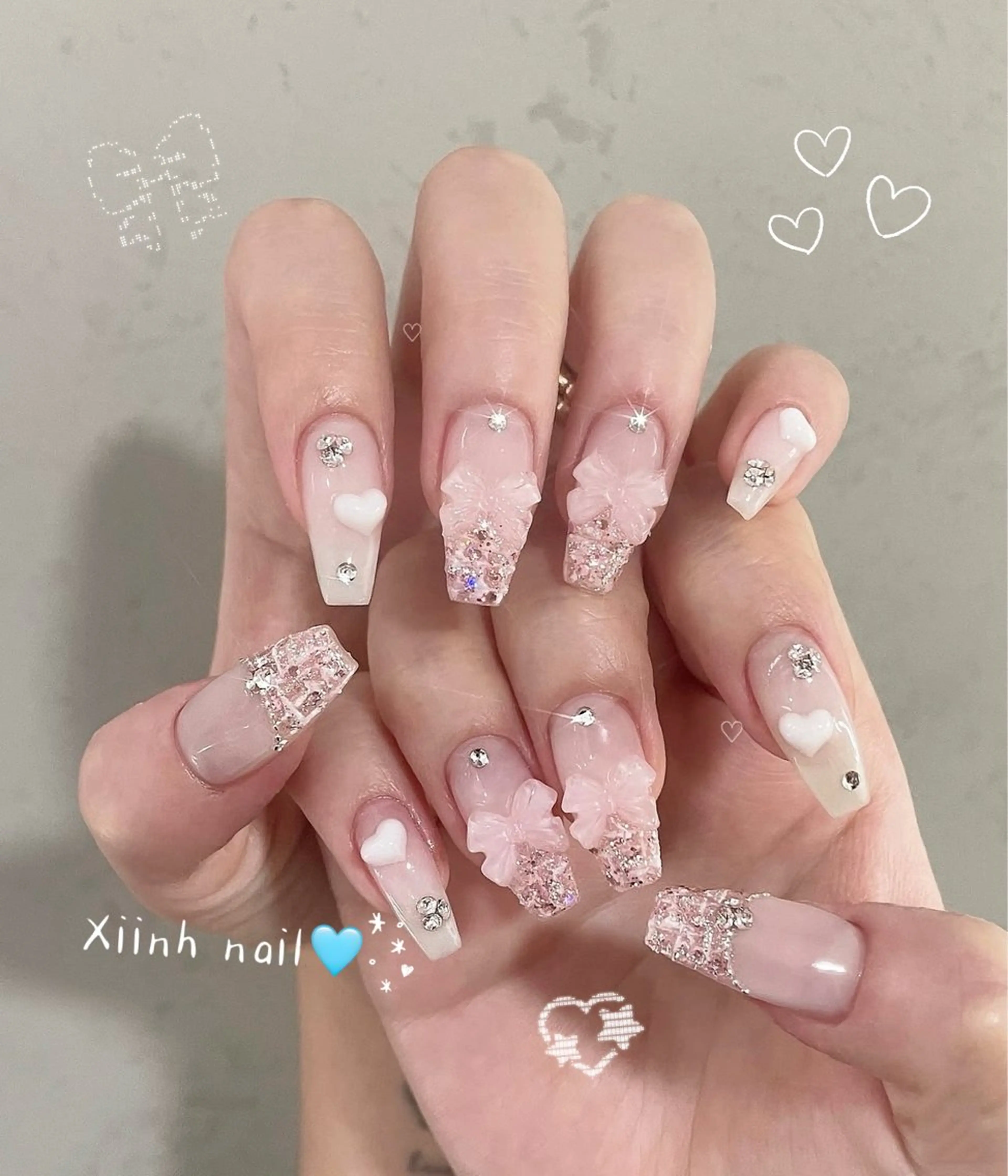ネイル ブラウン チークネイル 桜ネイル 長さ出し フットネイル ハンドネイル XIINH NAIL SALONのネイルデザイン