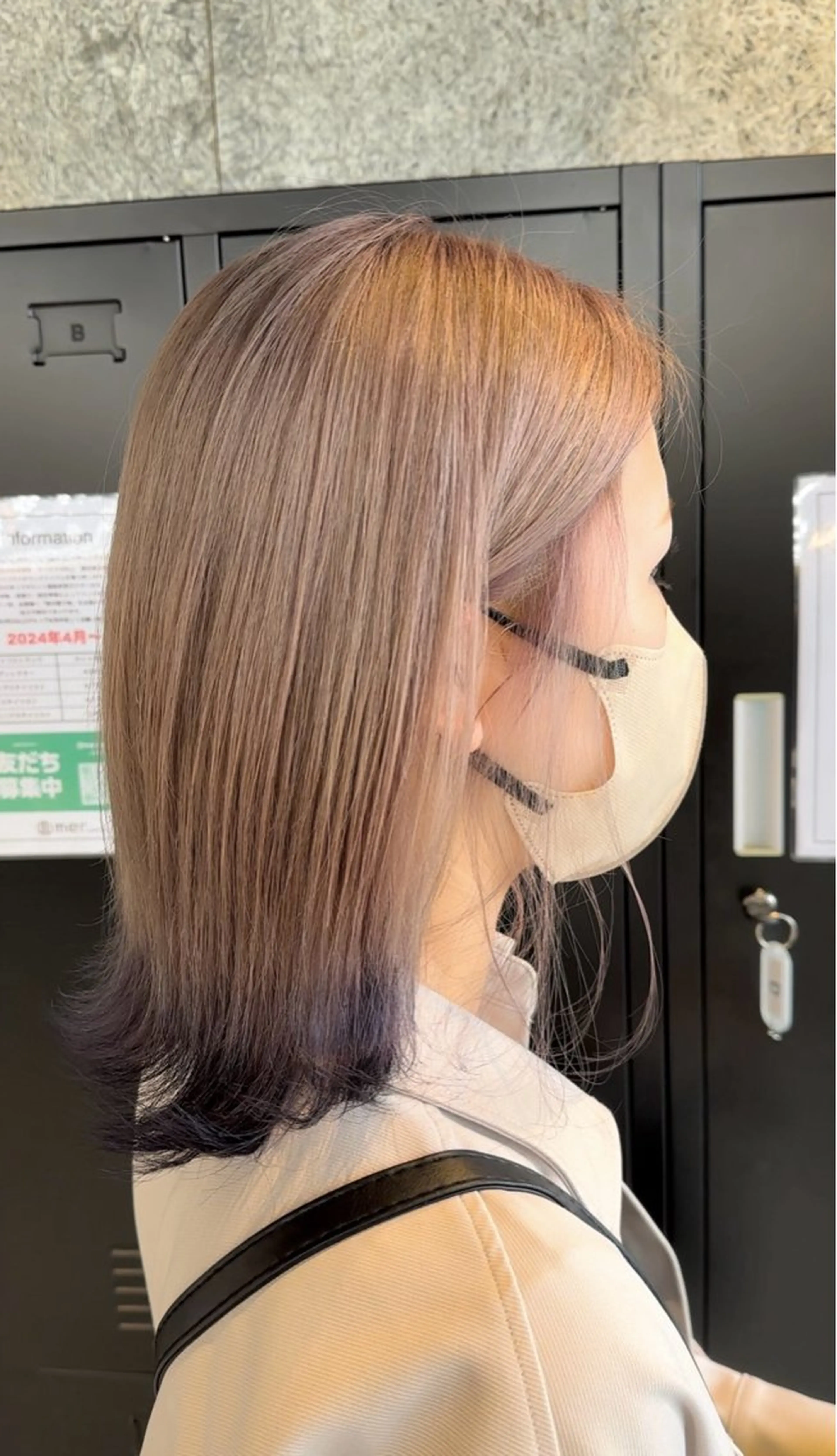 ミディアム カラー ベージュカラー ブリーチ パープルカラー トリートメント ブリーチ/暖色カラー 🍎豊田修太郎のヘアスタイル