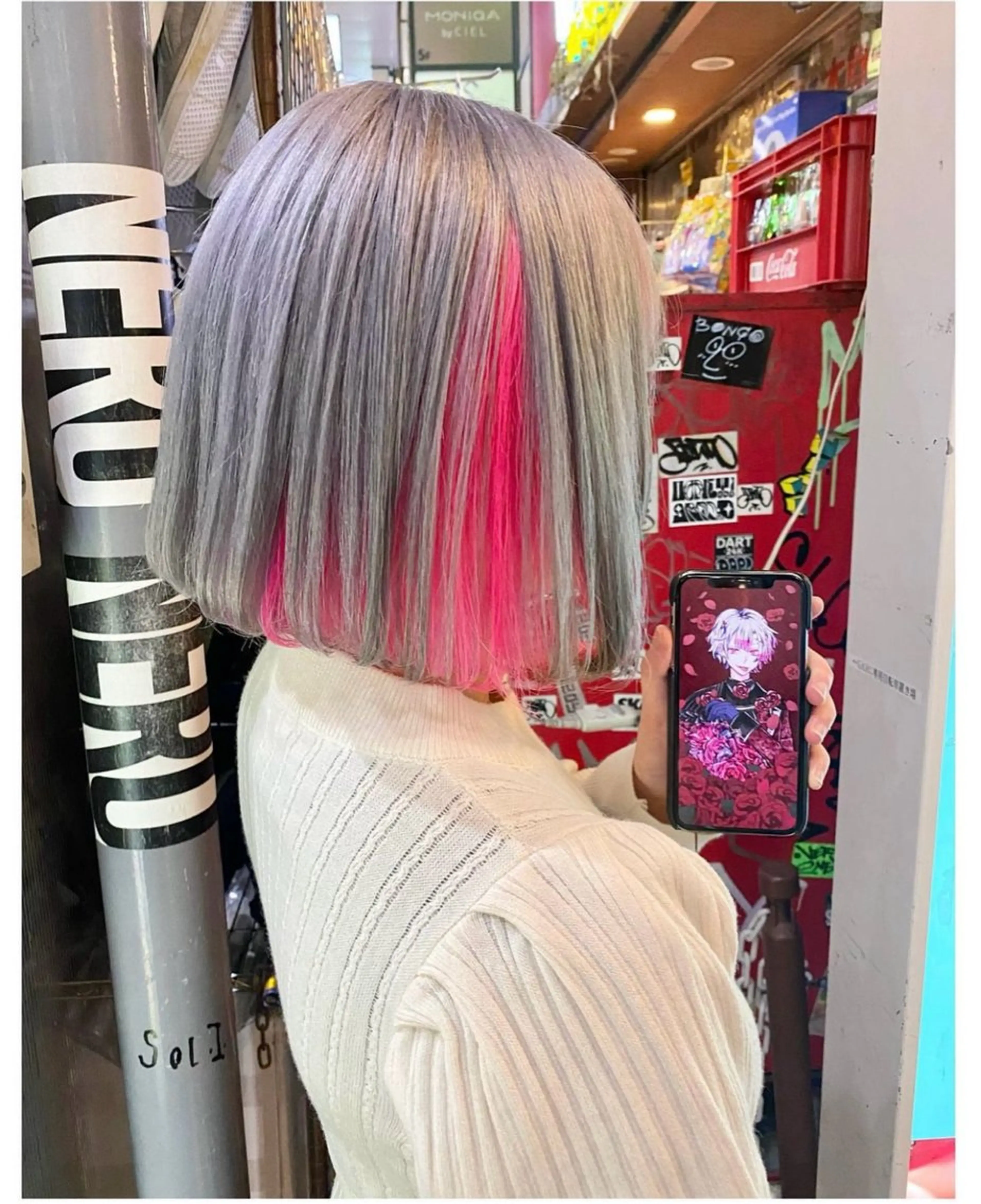 ショート カラー アッシュ ピンクカラー シルバー シルバーアッシュ ヘアカラー GARU-ガル-所属・TSUNO🦖 派手髪/オタク美容師のヘアスタイル