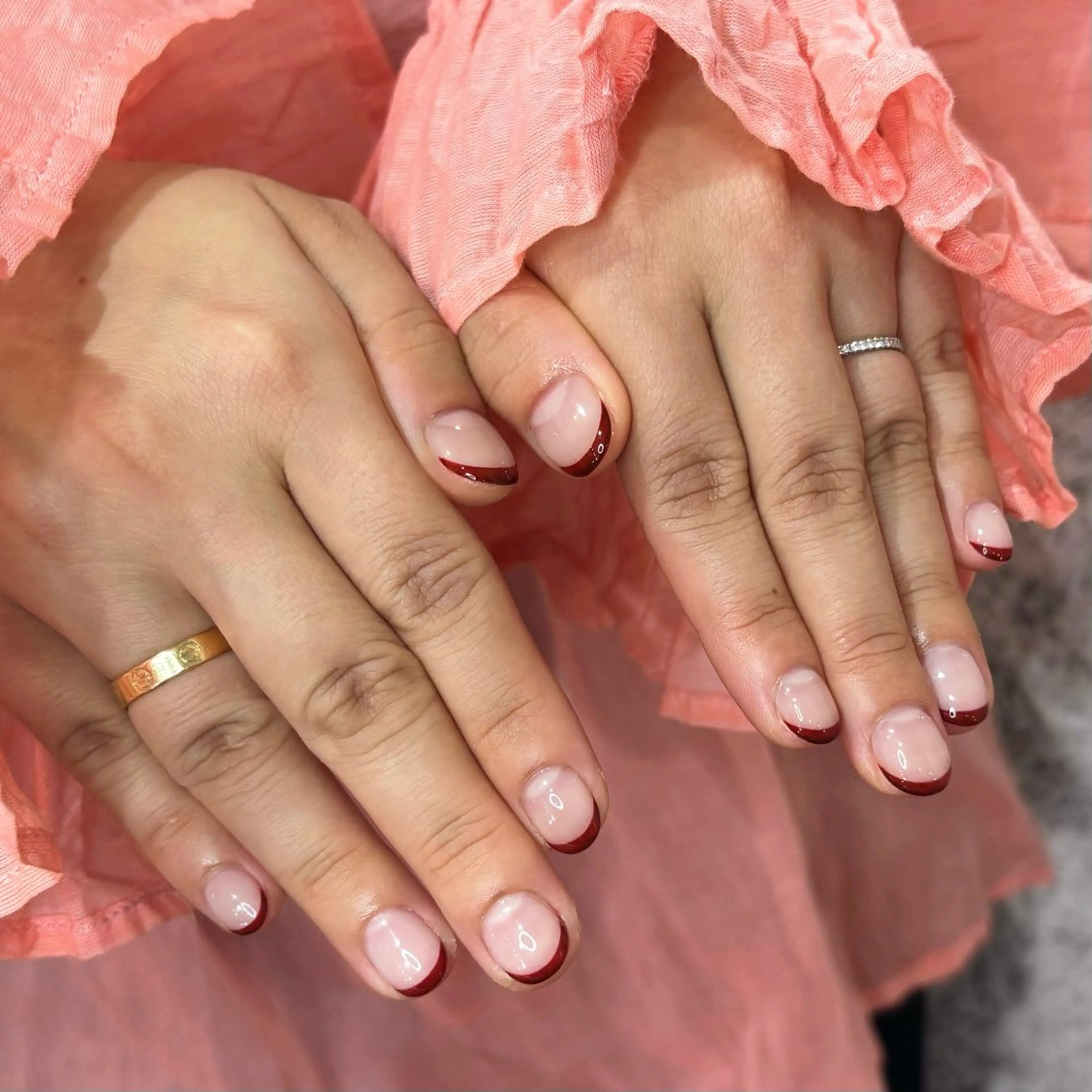 ネイル ボルドー フレンチネイル ハンドネイル ナカエ🐈‍⬛ ／relownailのネイルデザイン