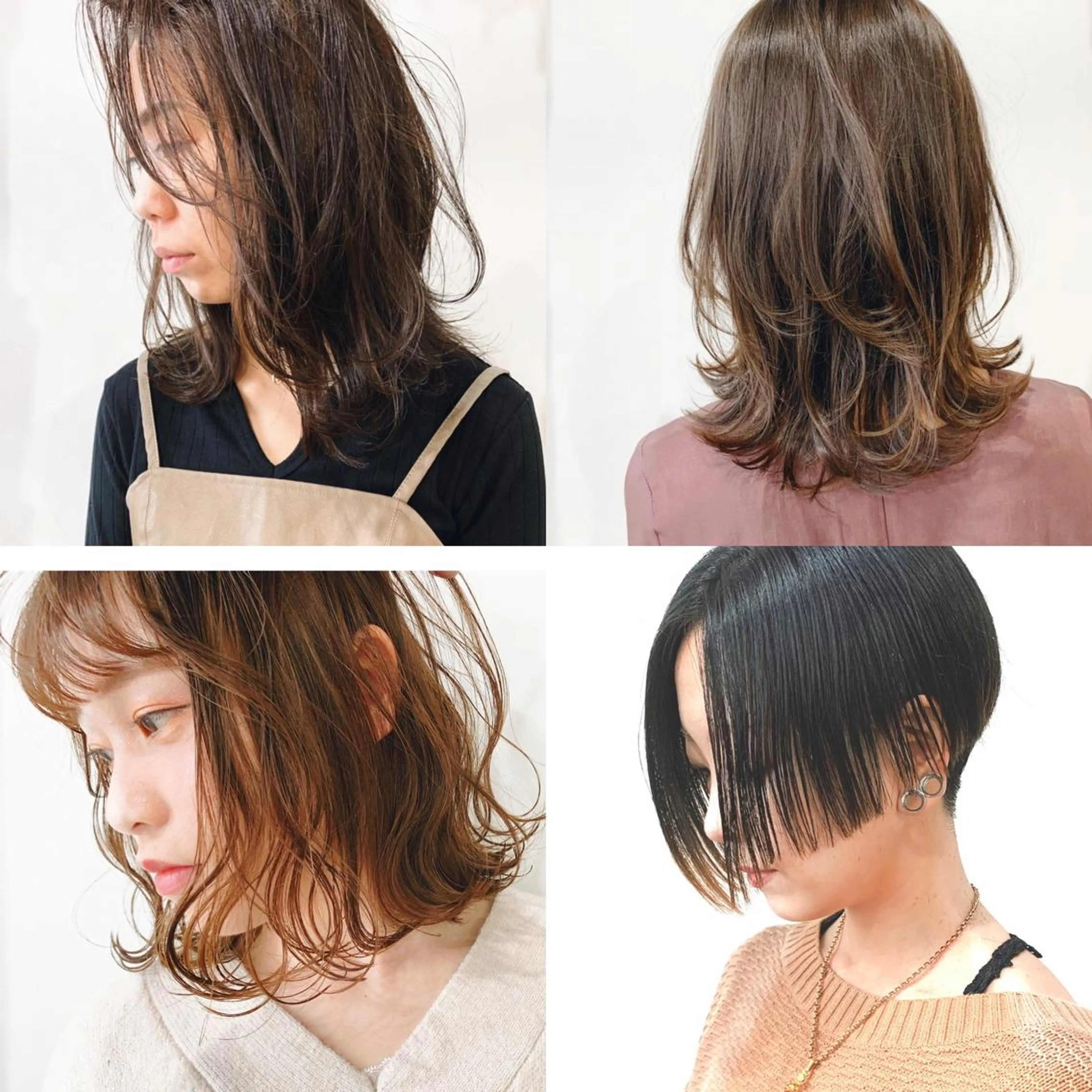 ミディアム カット パーマ ハイトーンカラー RYUのヘアスタイル