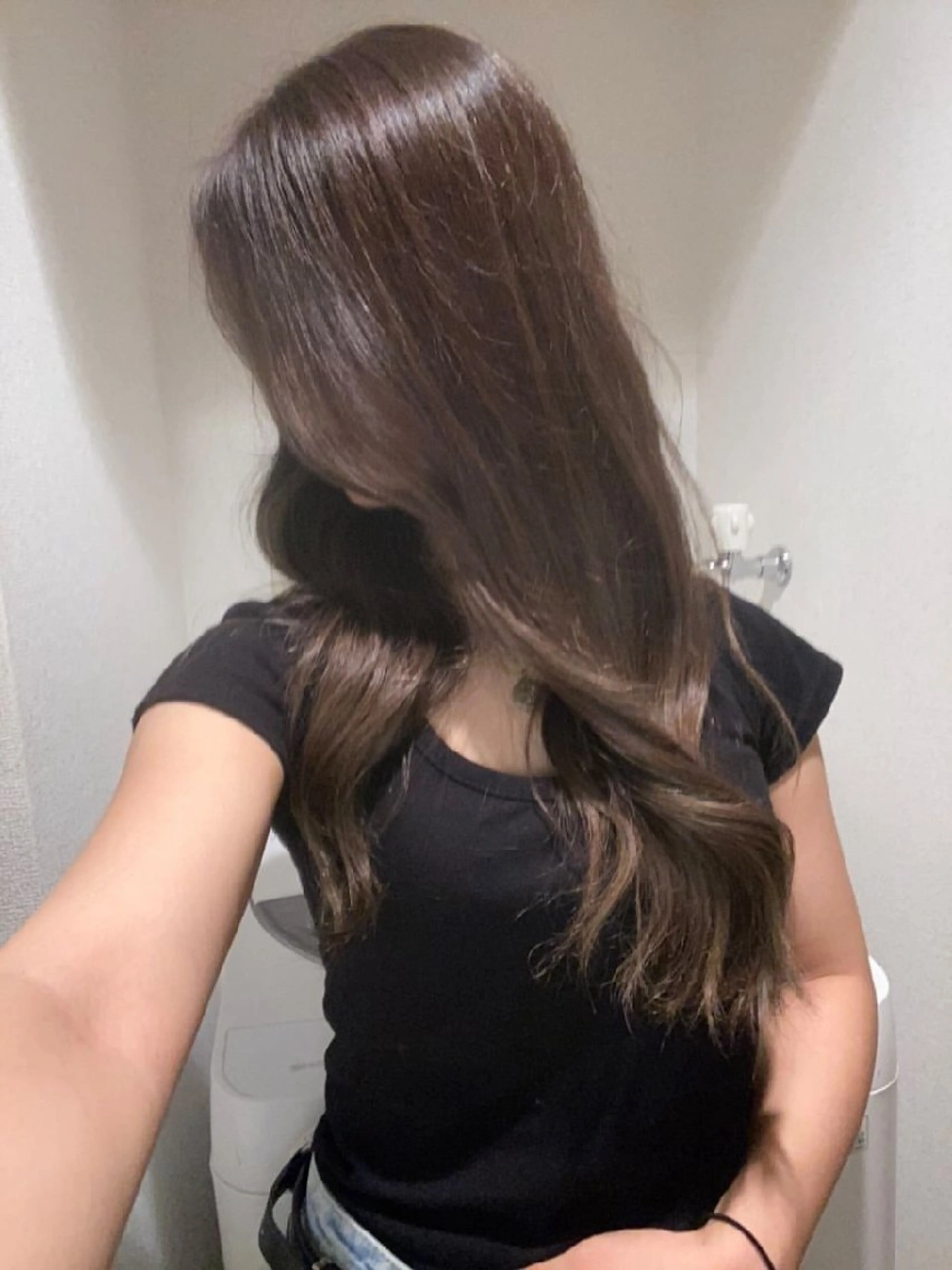 ロング カラー ブリーチ グレージュ ブリーチなしカラー カット LOARK博多  木原純のヘアスタイル
