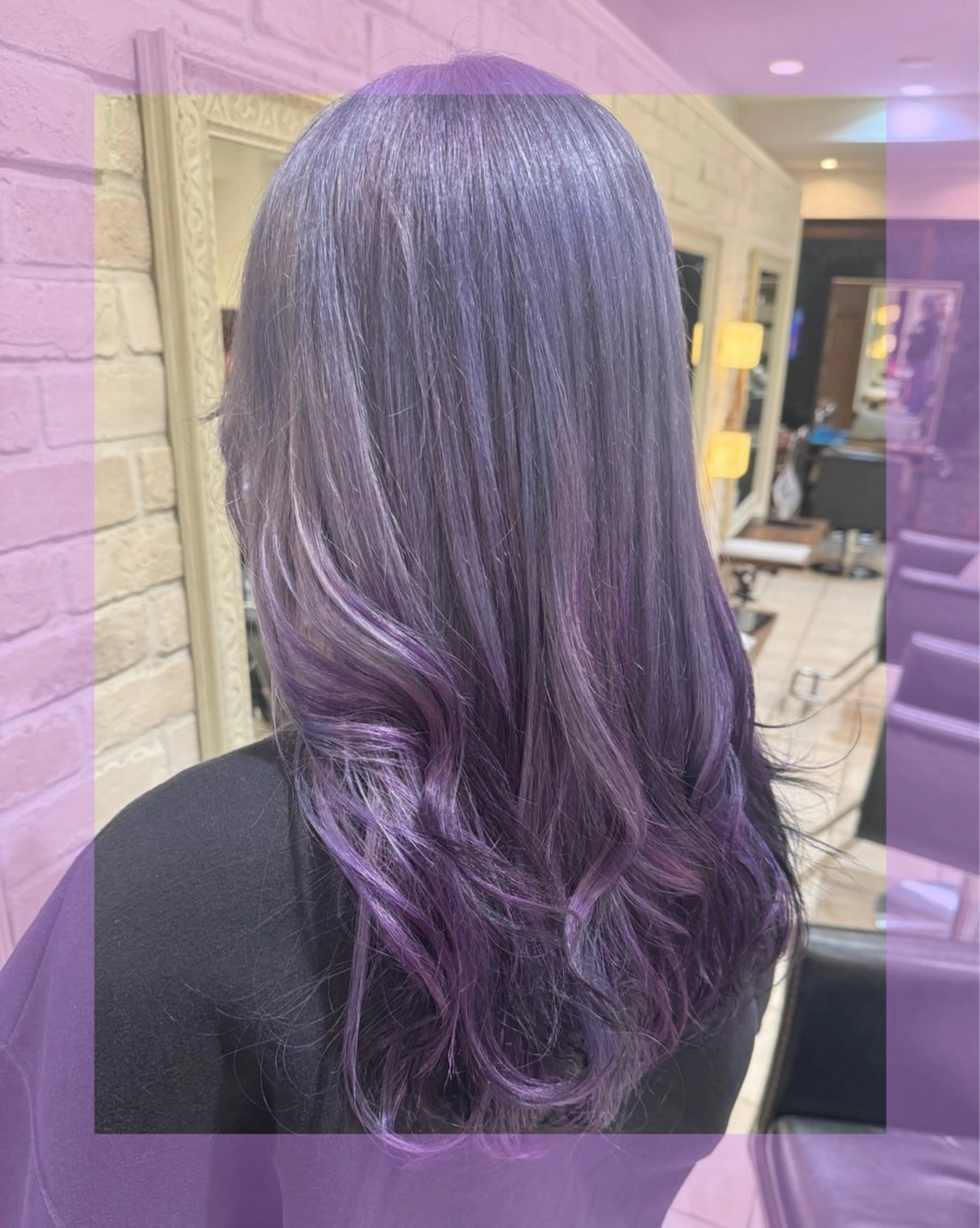 ロング カラー ヘアアレンジ パープルカラー ヘアカラー 🦄ブリーチ💜エク ステ💜MIU🦄のヘアスタイル