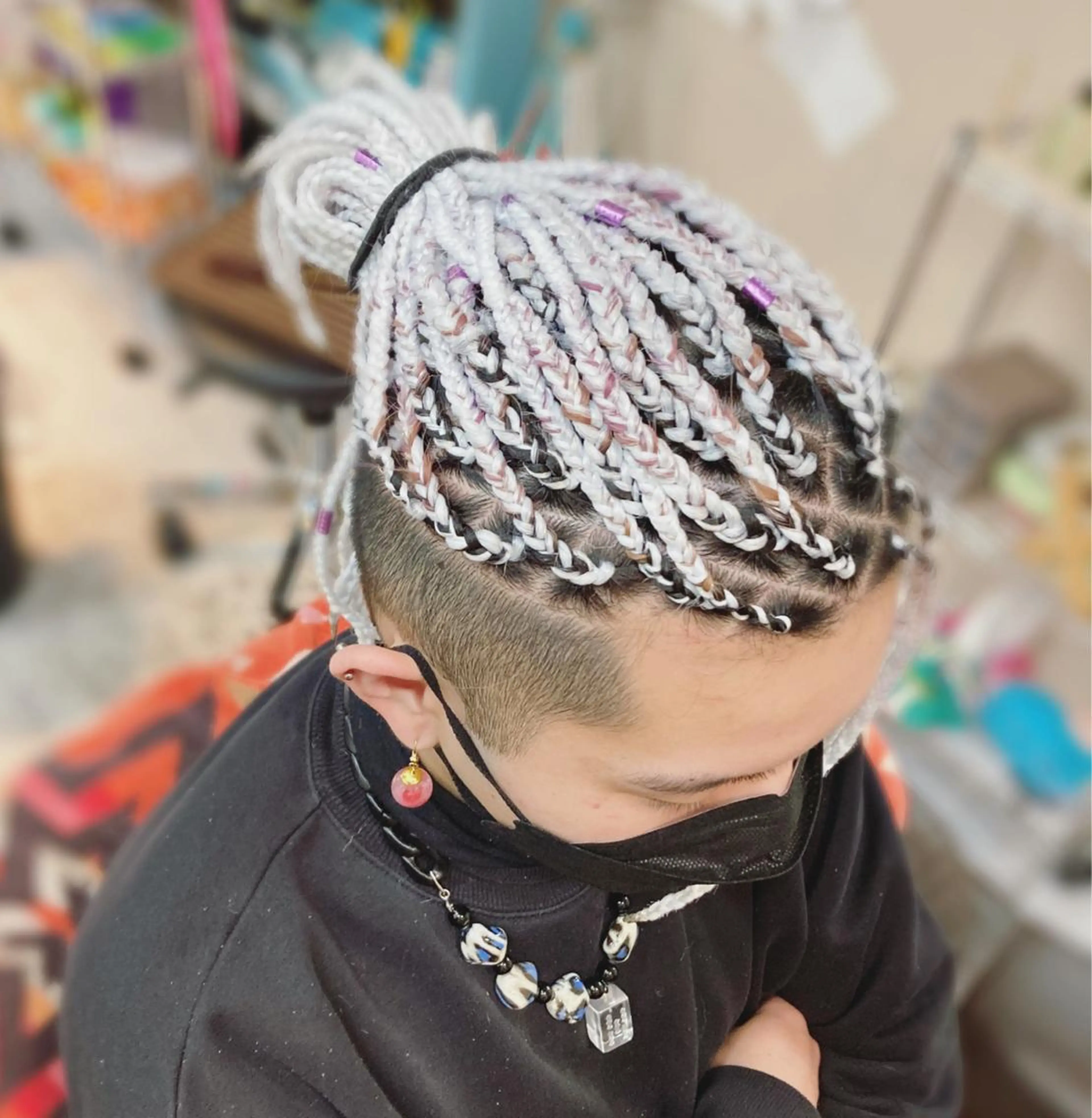 original☆ブレイズヘアゴムエクステ　　60アフリカン①A ブレイズエクステ 編み込み 三つ編み ワンタッチ ヘアゴム